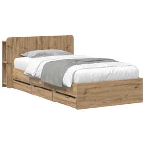vidaXL Voode raami koos hoiuruumi ja peatoega Artisan tamm 80 x 200 cm