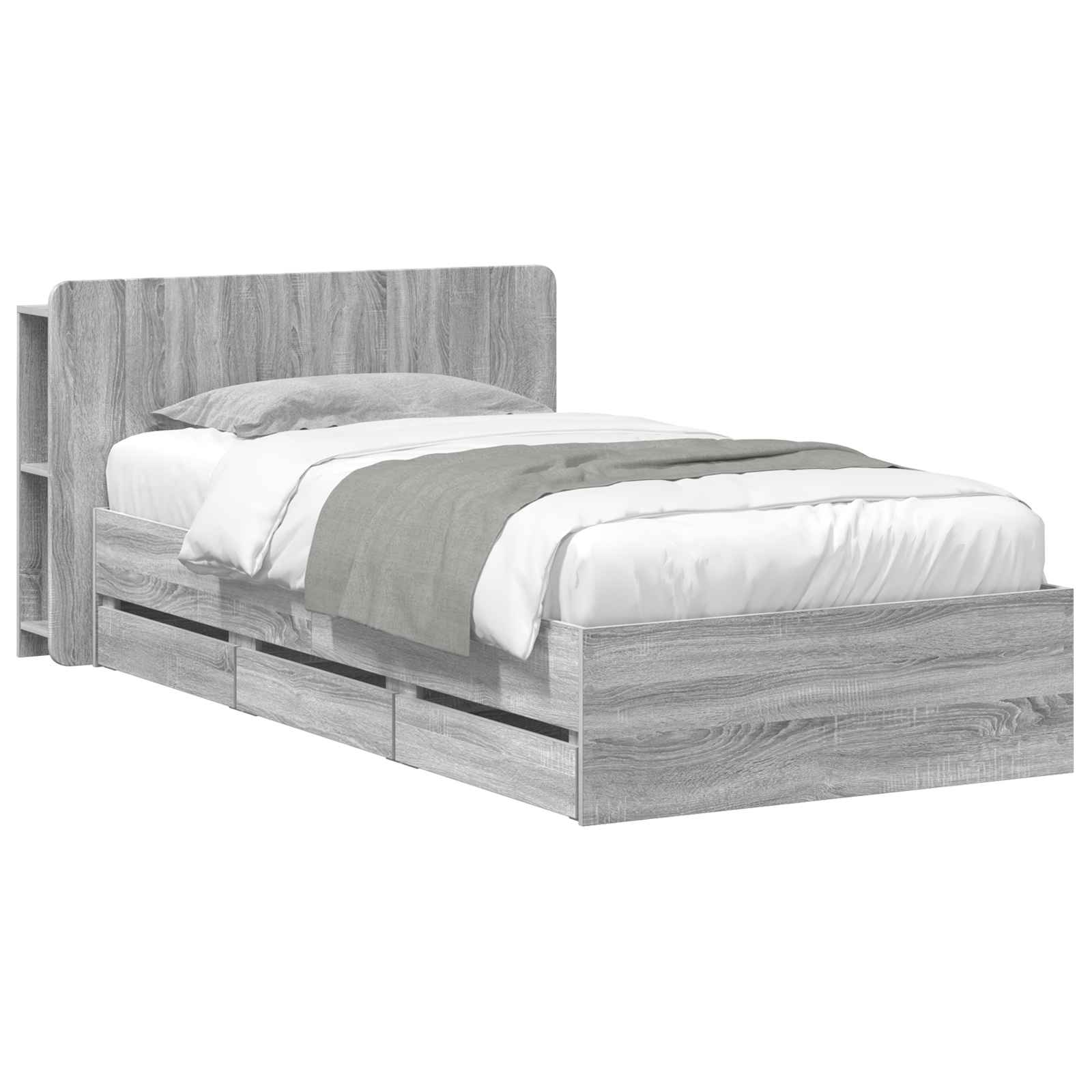 vidaXL Bedframe met opbergruimte en hoofdbord Grijs Sonoma 80 x 200 cm, foto 3