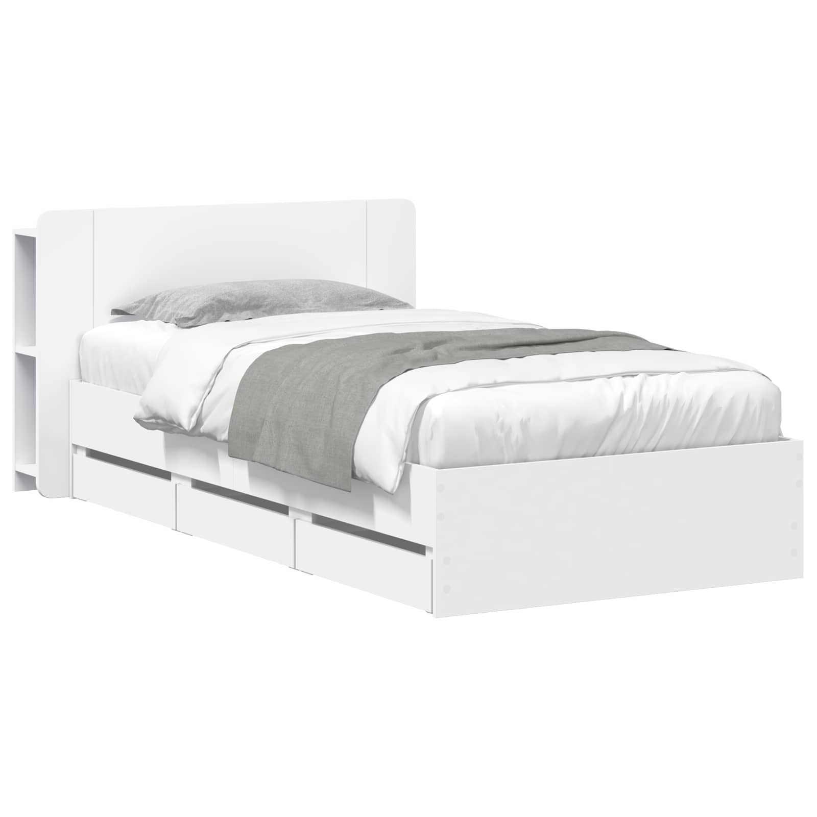 Rám postele s úložným prostorem s čelo Bílá 100 x 200 cm - obrázek 2