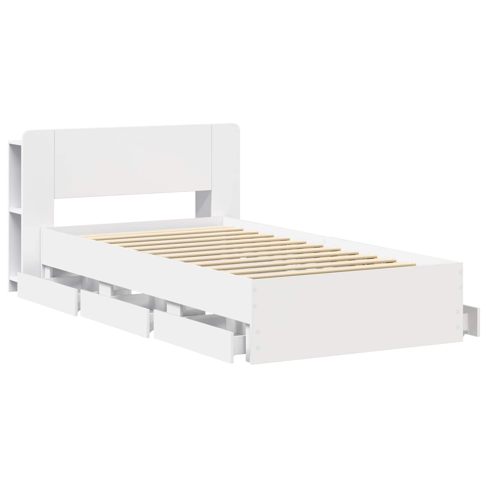 Rám postele s úložným prostorem s čelo Bílá 100 x 200 cm - obrázek 4