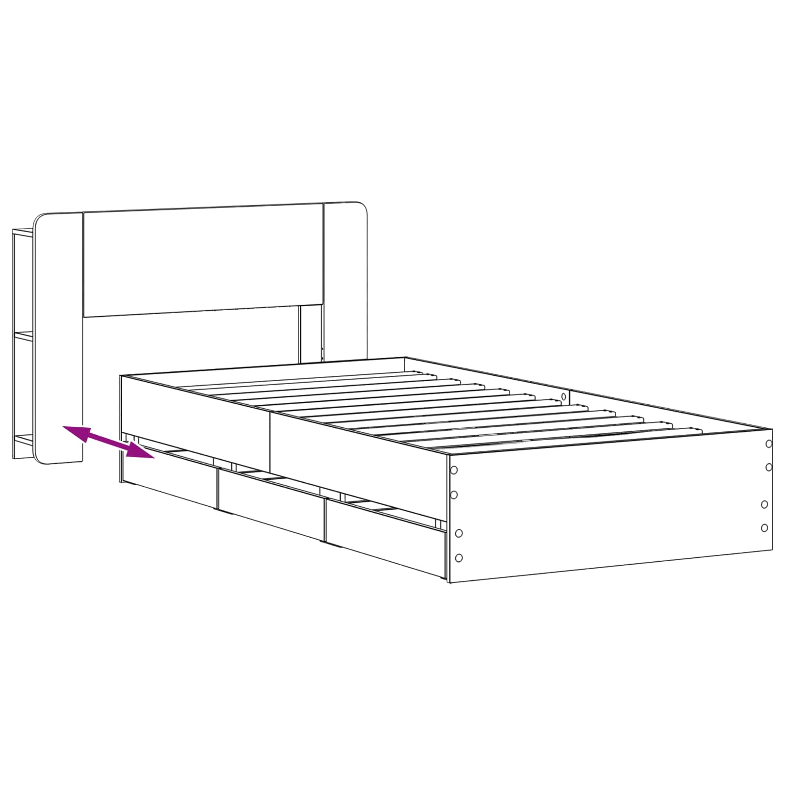 Rám postele s úložným prostorem s čelo Bílá 100 x 200 cm - obrázek 9