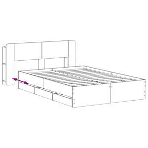 Rám postele s úložným prostorem s čelo Kouřový dub 135 x 190 cm - obrázek 9