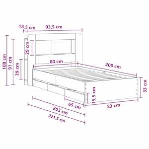 Rám postele s úložným prostorem s čelo Šedý Sonoma 80 x 200 cm - obrázek 10