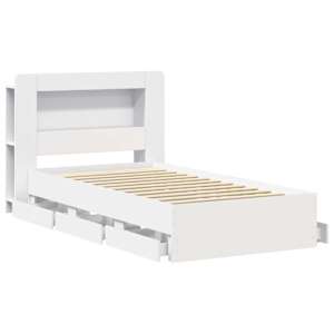 Rám postele s úložným prostorem s čelo Bílá 80 x 200 cm - obrázek 4