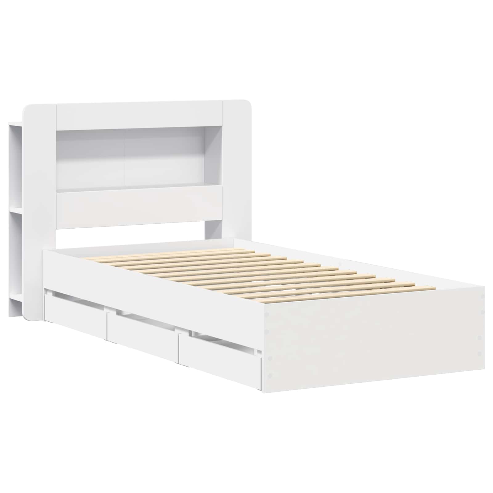 Rám postele s úložným prostorem s čelo Bílá 100 x 200 cm - obrázek 3