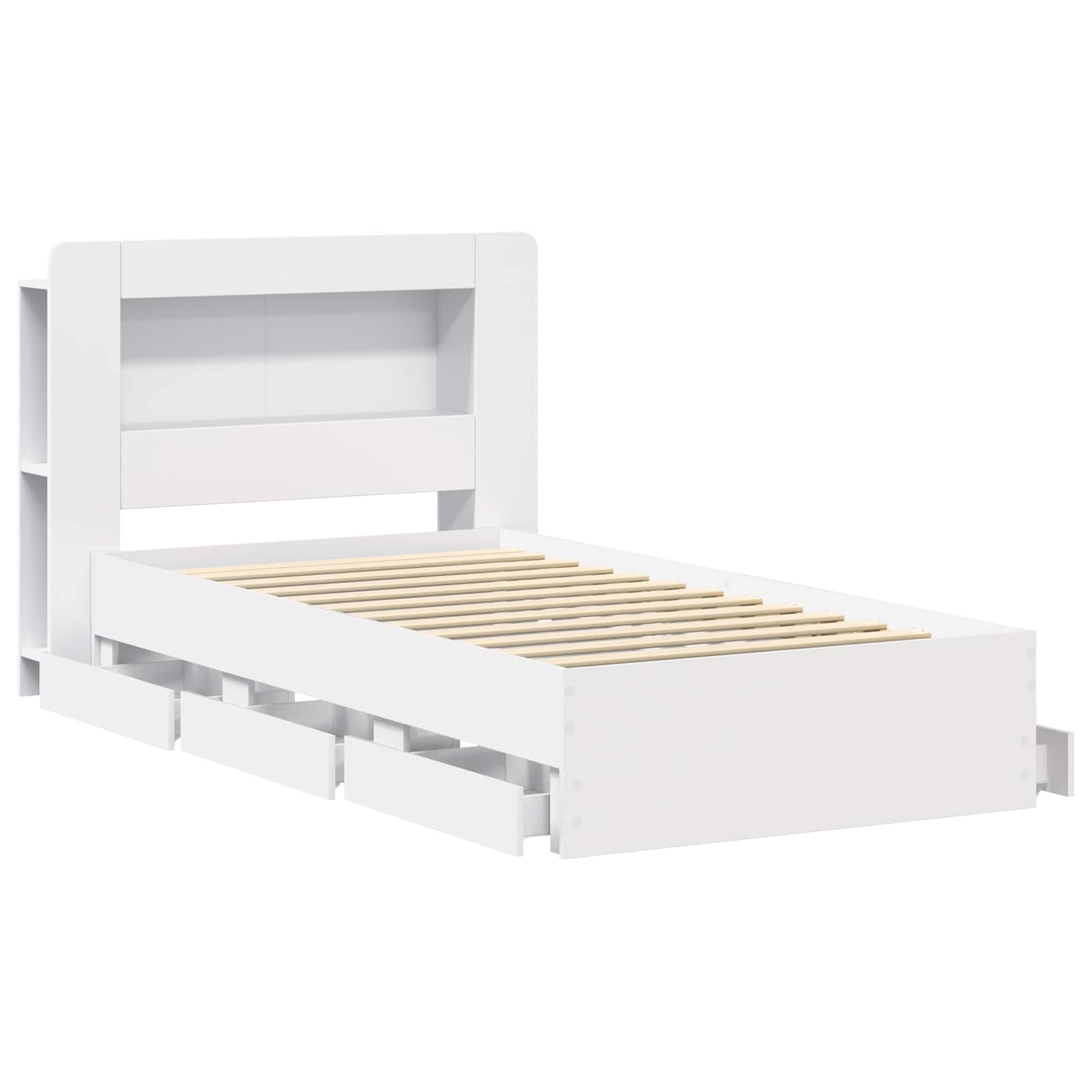Rám postele s úložným prostorem s čelo Bílá 100 x 200 cm - obrázek 4