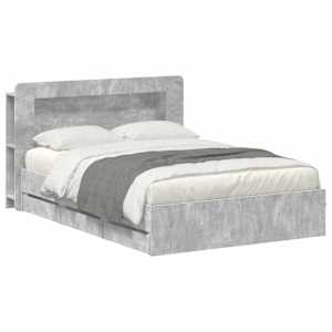vidaXL Voode raami koos hoiuruumi ja peatoega Betoonhall 150 x 200 cm