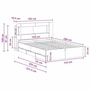 Rám postele s úložným prostorem Betonově šedá 150 x 200 cm - obrázek 10