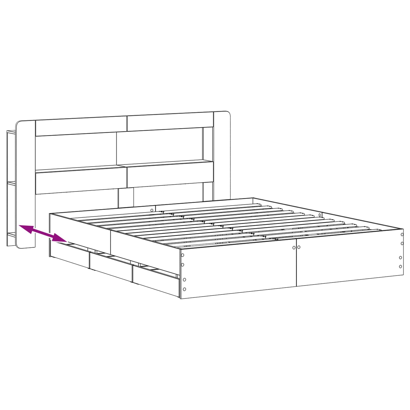 Rám postele s úložným prostorem s čelo Černá 200 x 200 cm - obrázek 9
