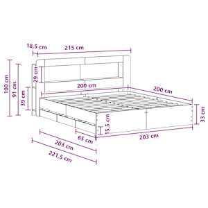 Rám postele s úložným prostorem s čelo Šedý Sonoma 200 x 200 cm - obrázek 10