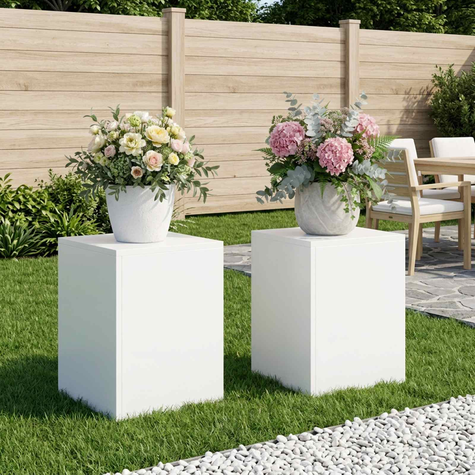 Plantenstandaard 2 pcs Wit 30 x 30 x 40 cm Staal image 1