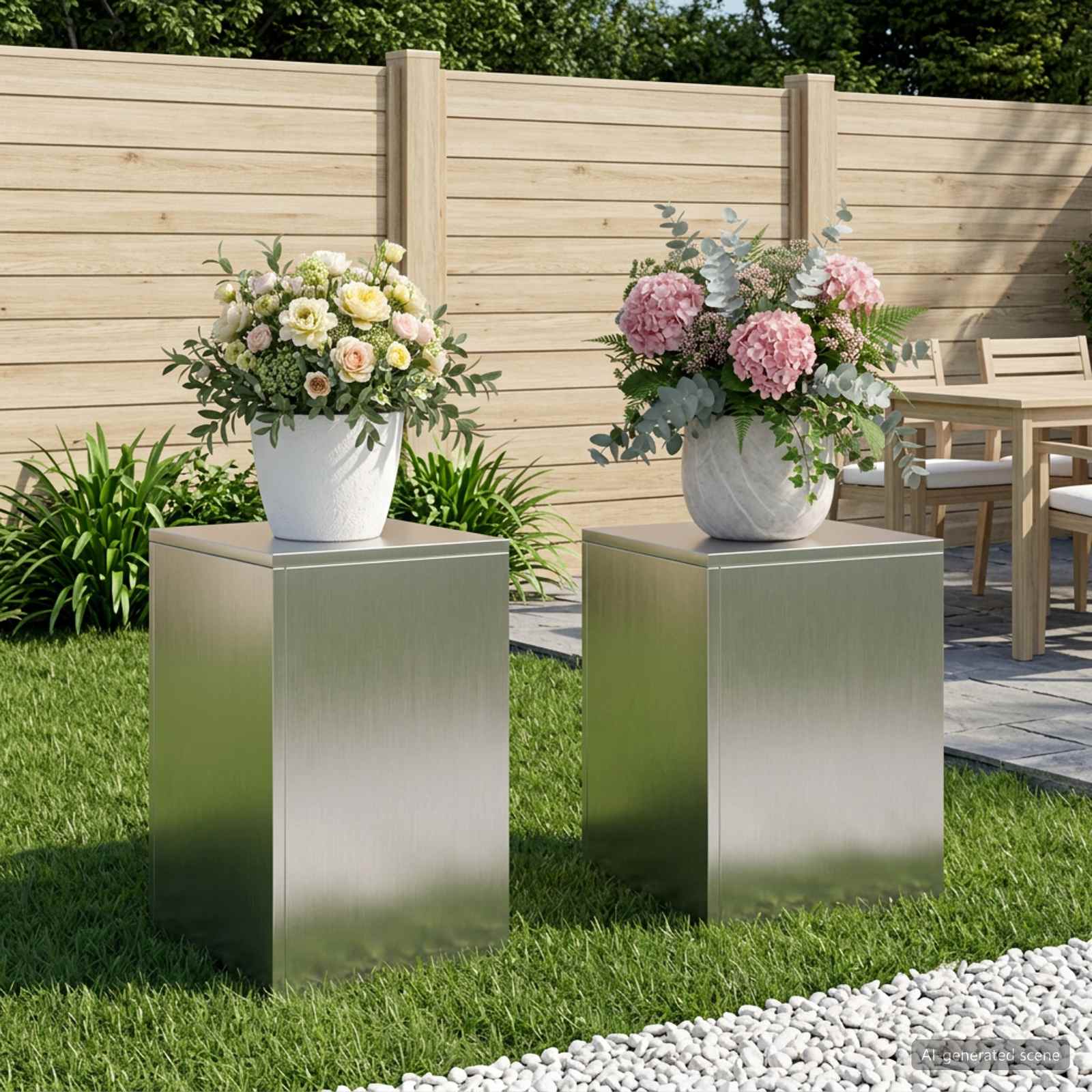 Plantenstandaard 2 pcs zilver 30 x 30 x 40 cm Staal image 1