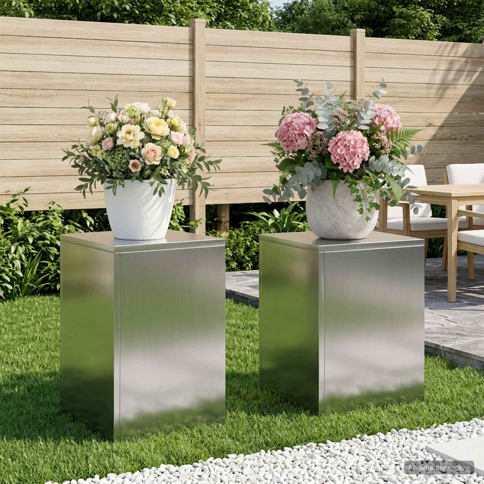 Plantenstandaard 2 pcs zilver 30 x 30 x 40 cm Roestvrij staal image 1