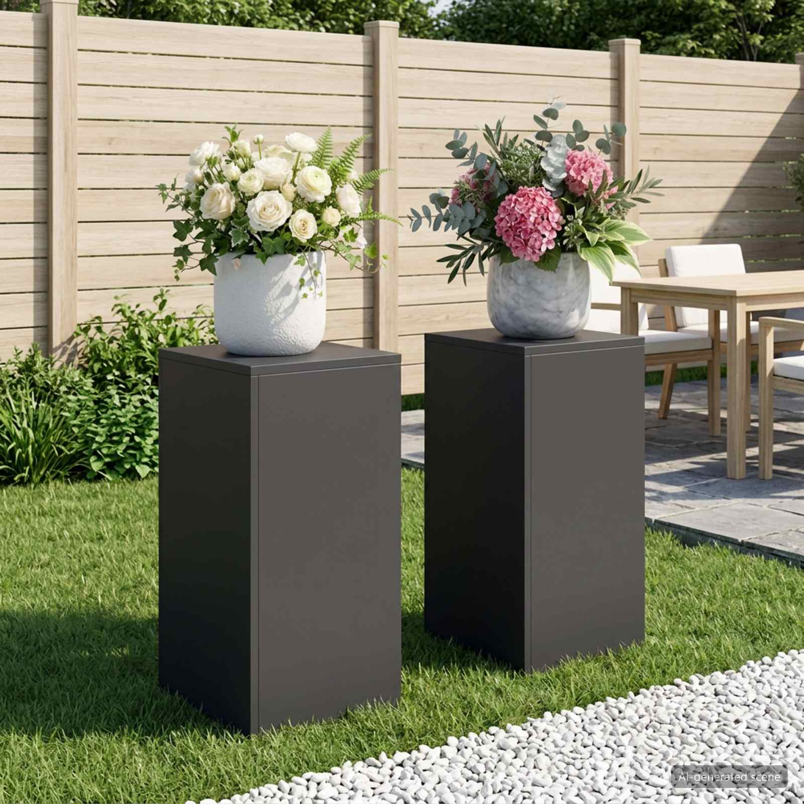Plantenstandaard 2 pcs Zwart 30 x 30 x 60 cm Staal image 1