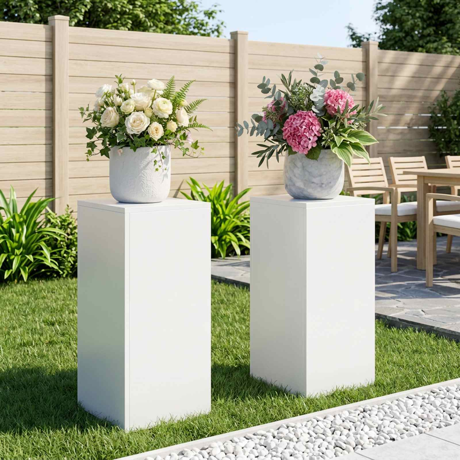 vidaXL Planteholder 2 pcs Hvid 30 x 30 x 60 cm Stål