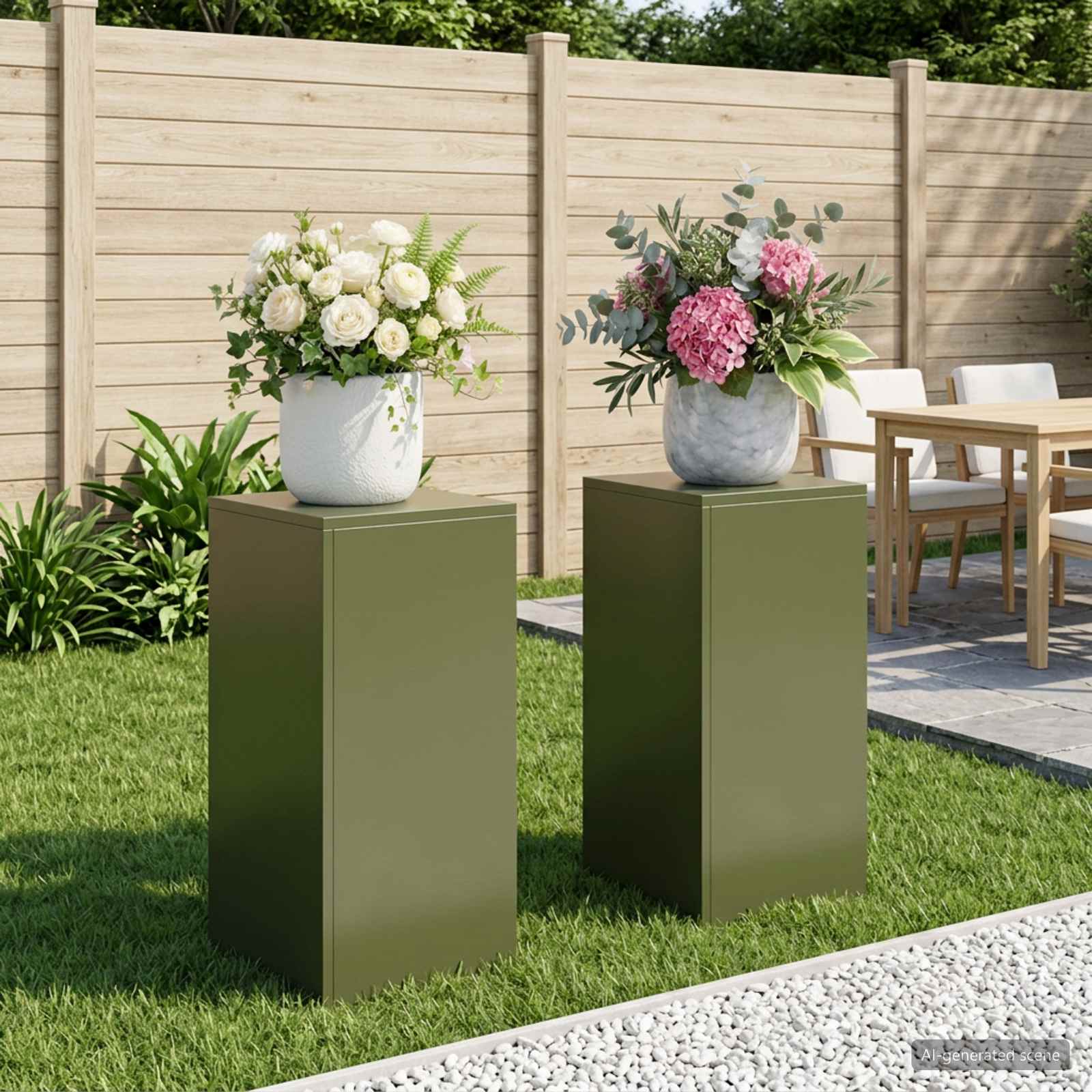 Plantenstandaard 2 pcs Olijfgroen 30 x 30 x 60 cm Staal image 1