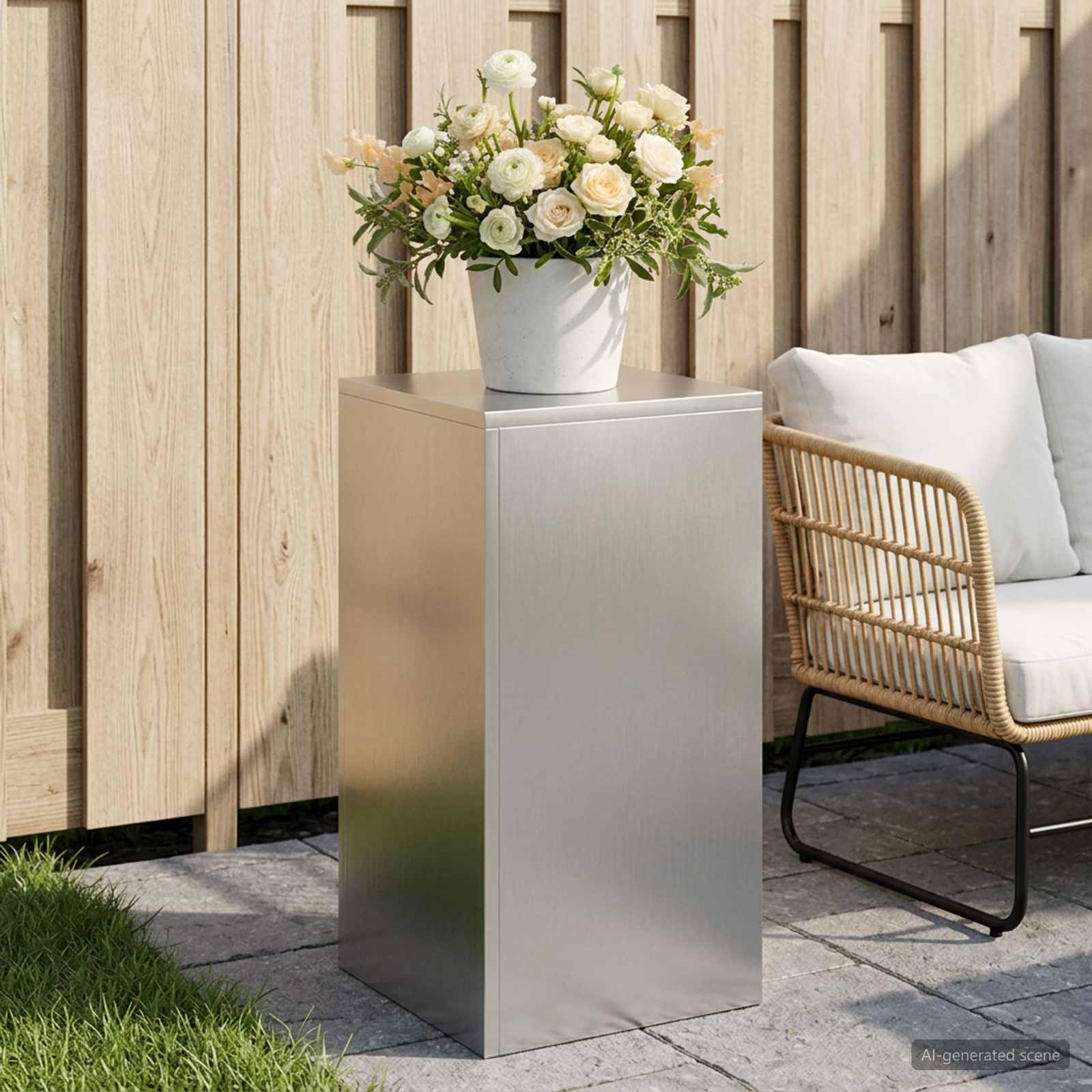 Plantenstandaard zilver 30 x 30 x 60 cm Staal image 1