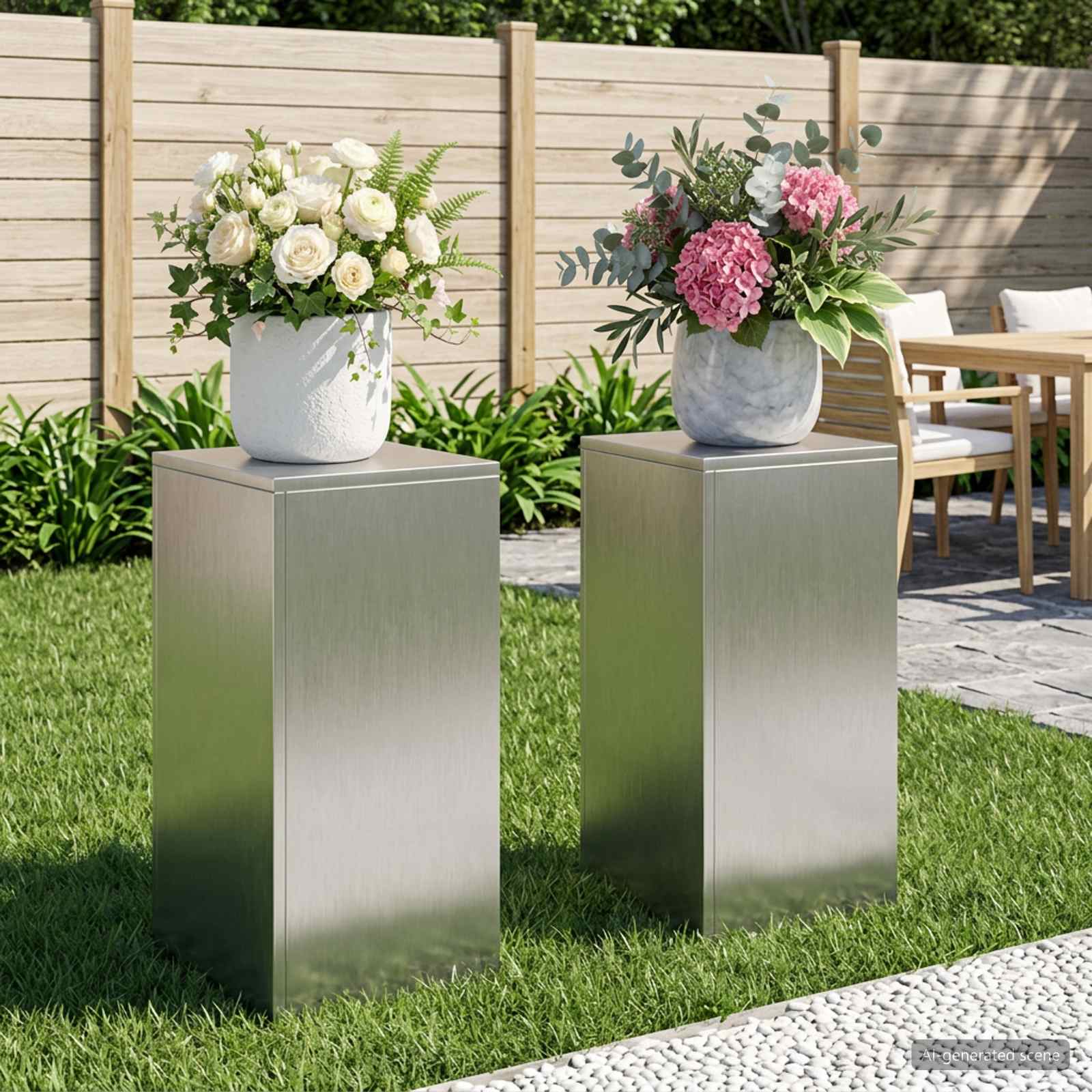 Plantenstandaard 2 pcs zilver 30 x 30 x 60 cm Staal image 1