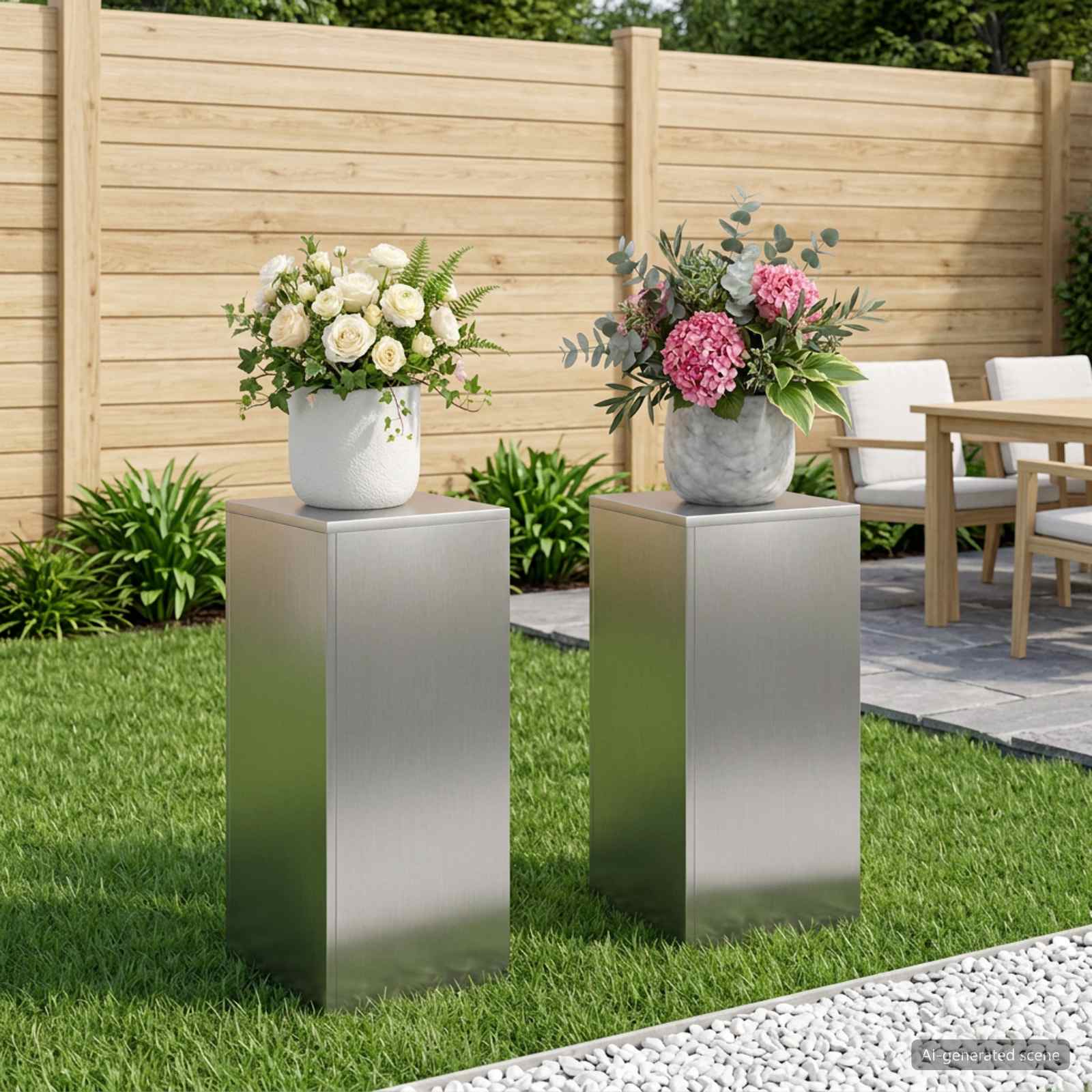 Plantenstandaard 2 pcs zilver 30 x 30 x 60 cm Roestvrij staal image 1