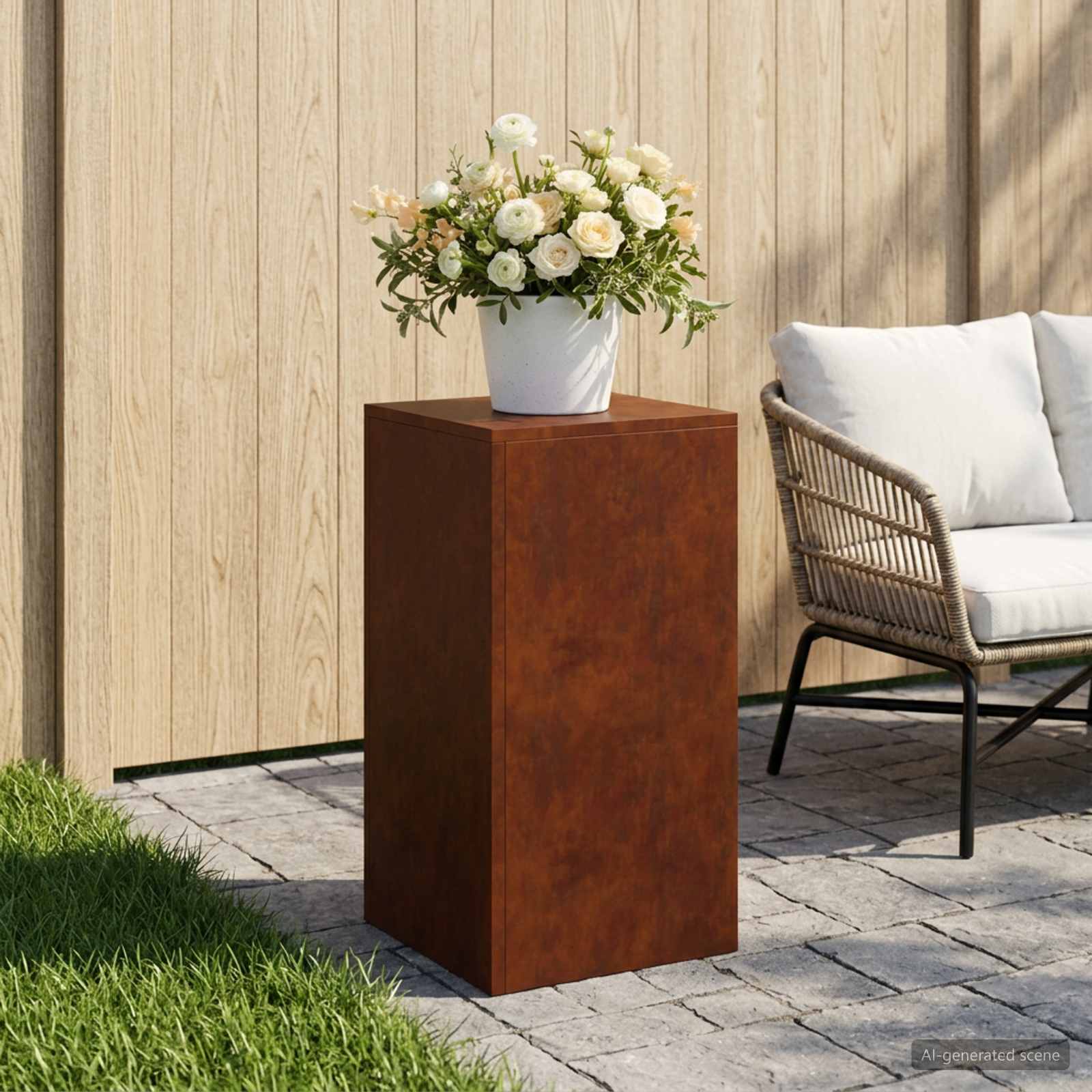 Plantenstandaard Roestkleurig 30 x 30 x 60 cm weervast staal image 1