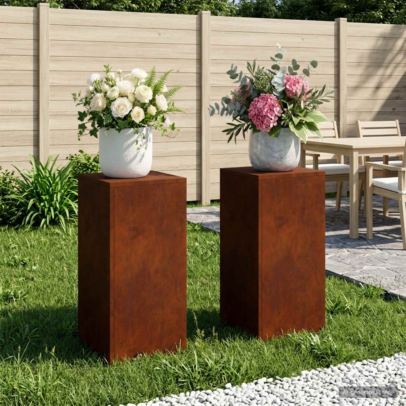 vidaXL Planteholder 2 pcs Rusten 30 x 30 x 60 cm Cortenstål