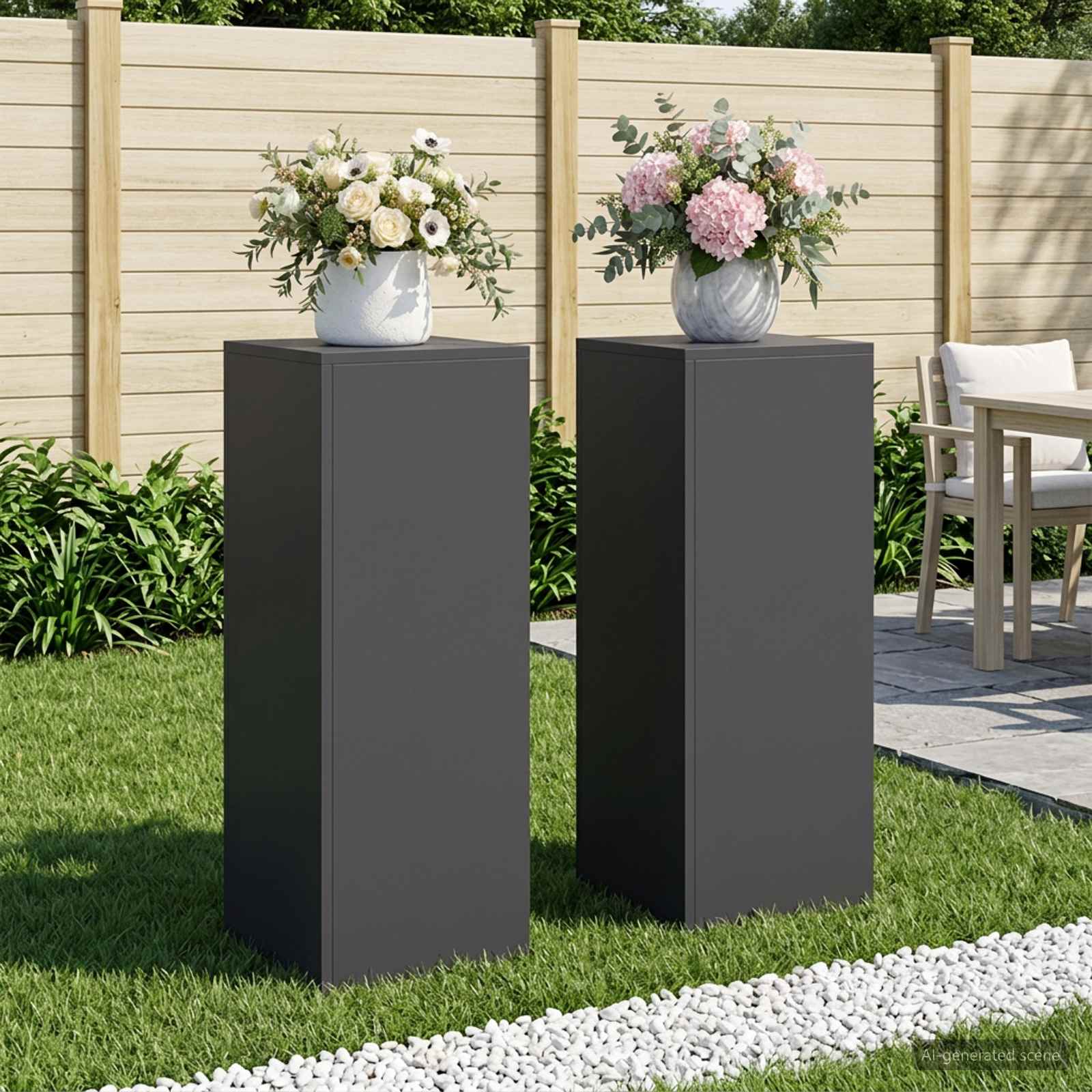 Plantenstandaard 2 pcs Zwart 30 x 30 x 80 cm Staal image 1