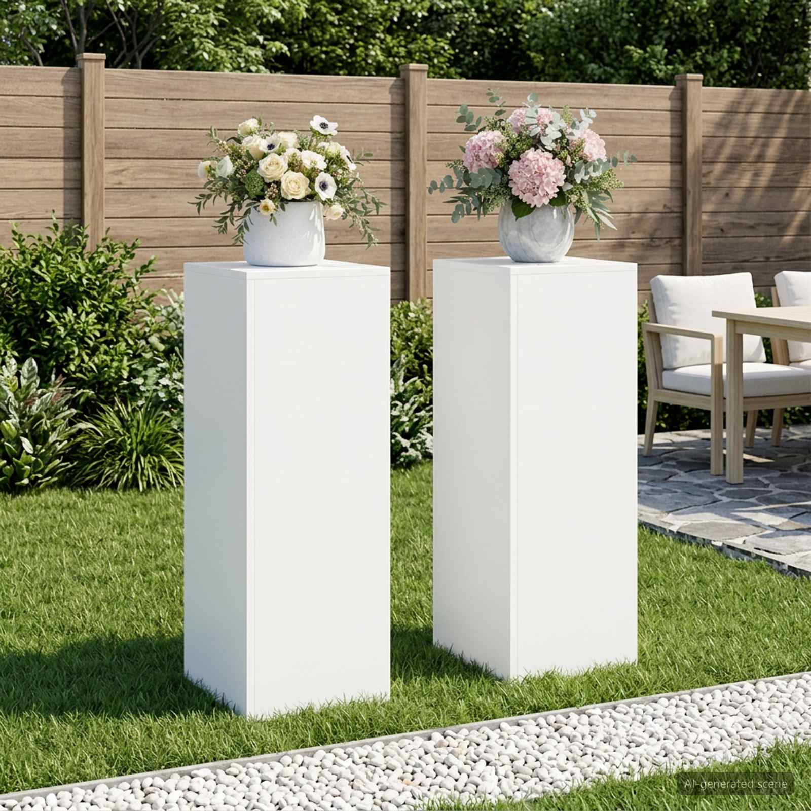 Plantenstandaard 2 pcs Wit 30 x 30 x 80 cm Staal image 1