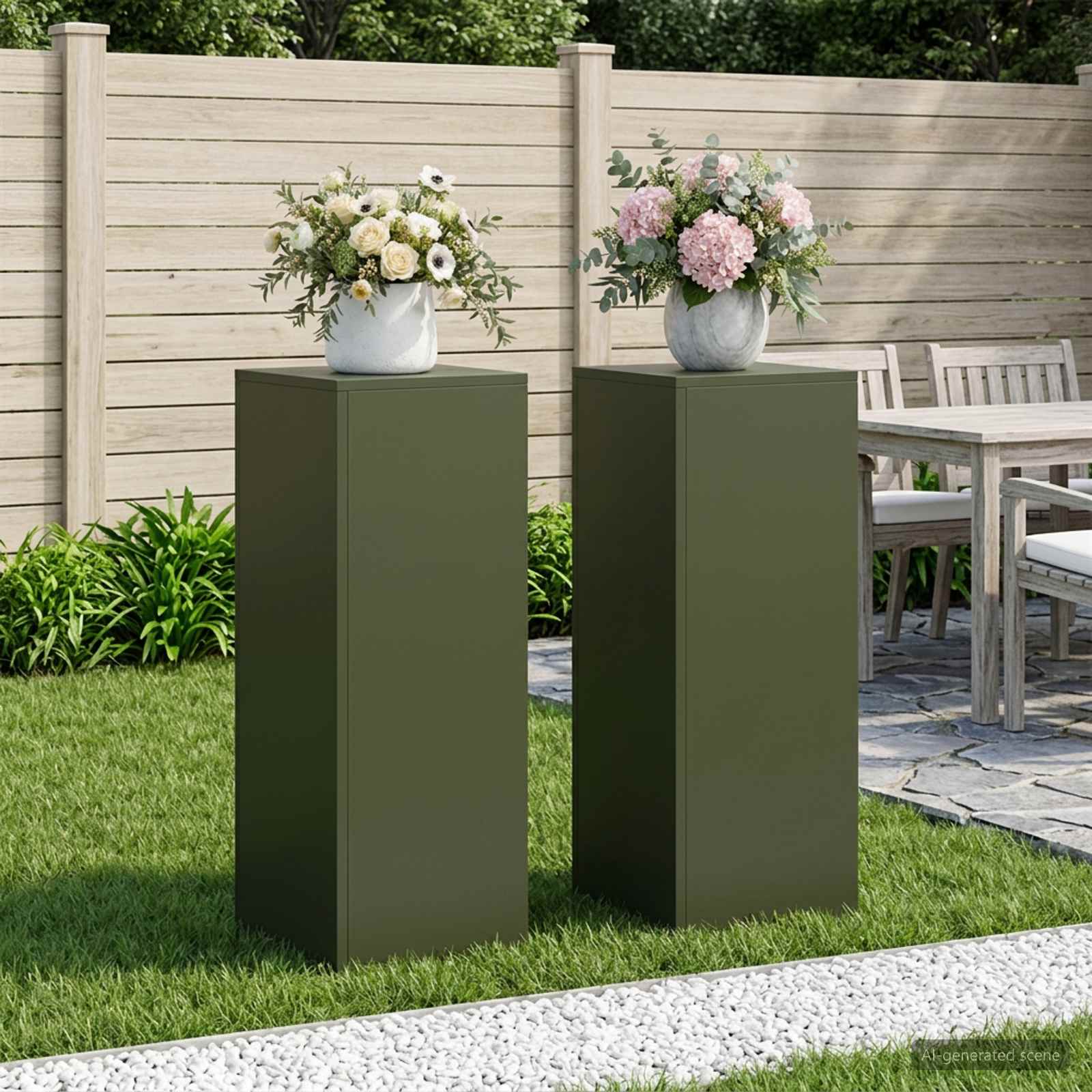 Plantenstandaard 2 pcs Olijfgroen 30 x 30 x 80 cm Staal image 1