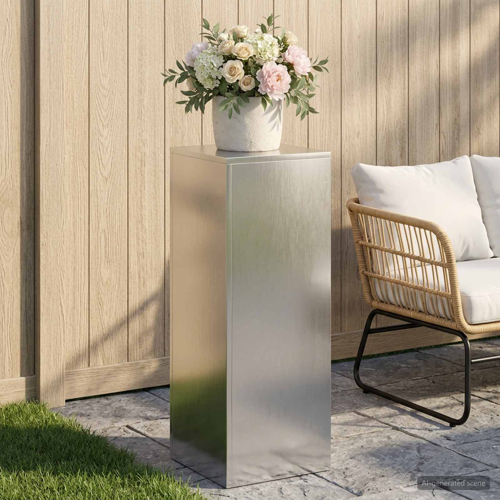 Plantenstandaard zilver 30 x 30 x 80 cm Staal image 1