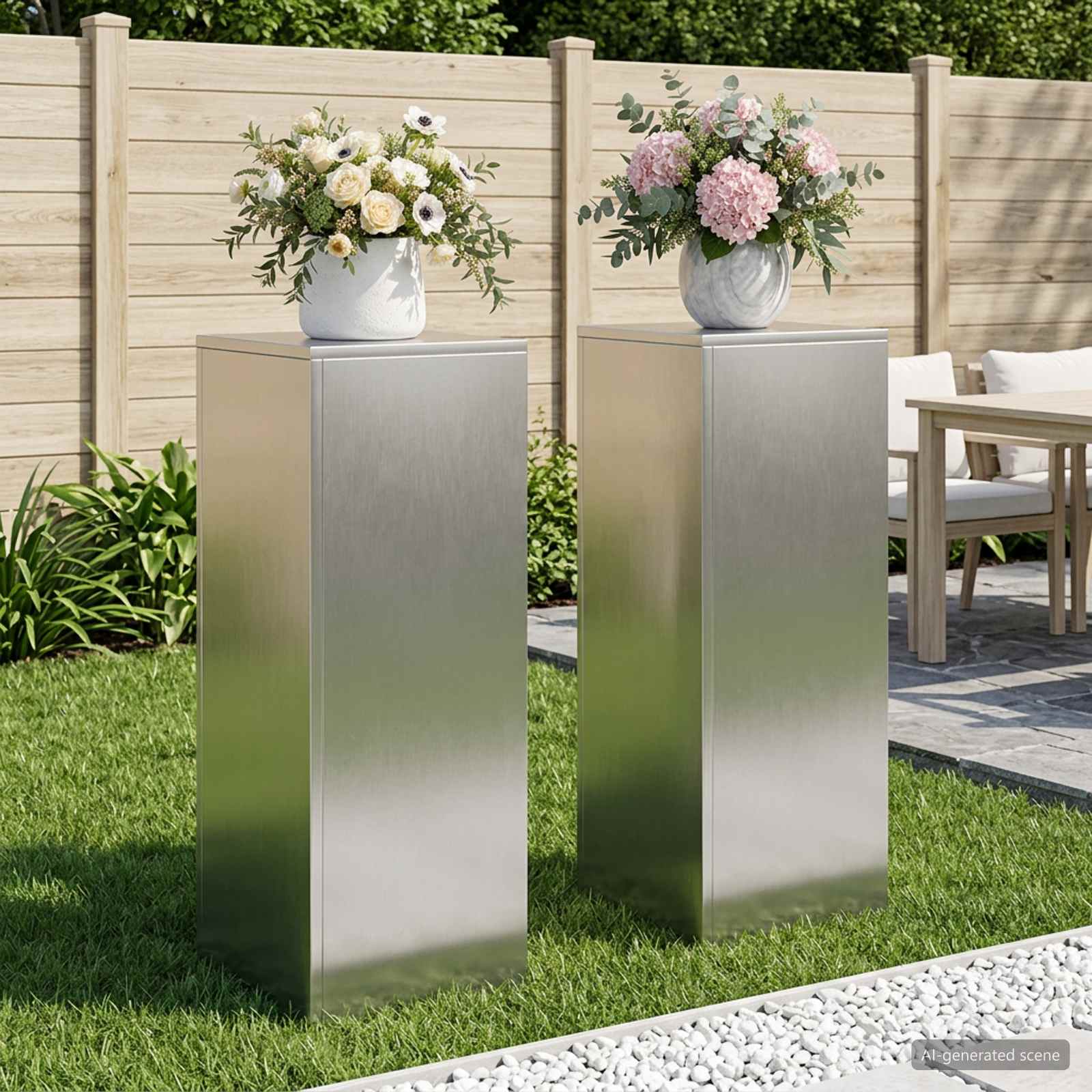 Plantenstandaard 2 pcs zilver 30 x 30 x 80 cm Staal image 1