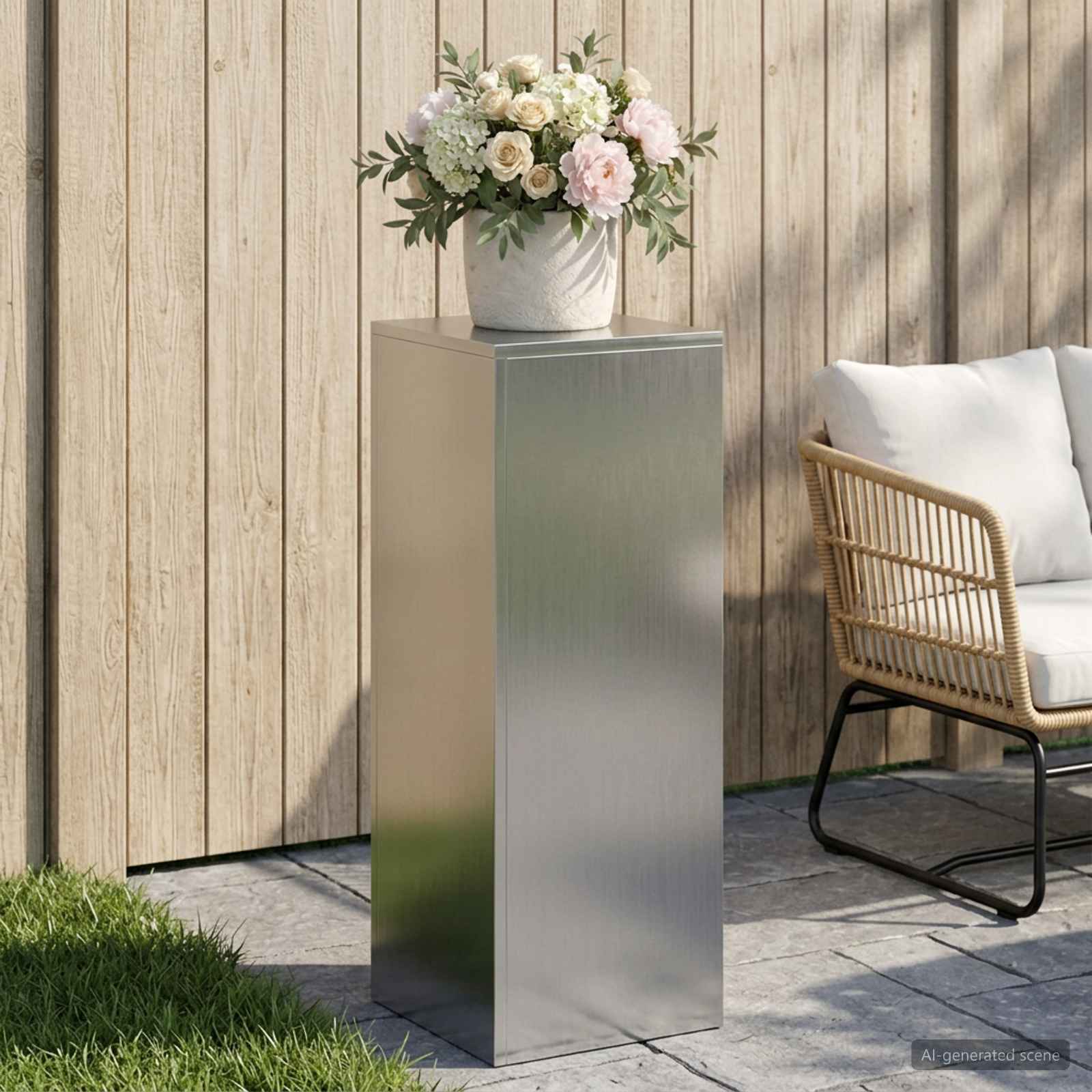 Plantenstandaard zilver 30 x 30 x 80 cm Staal image 1