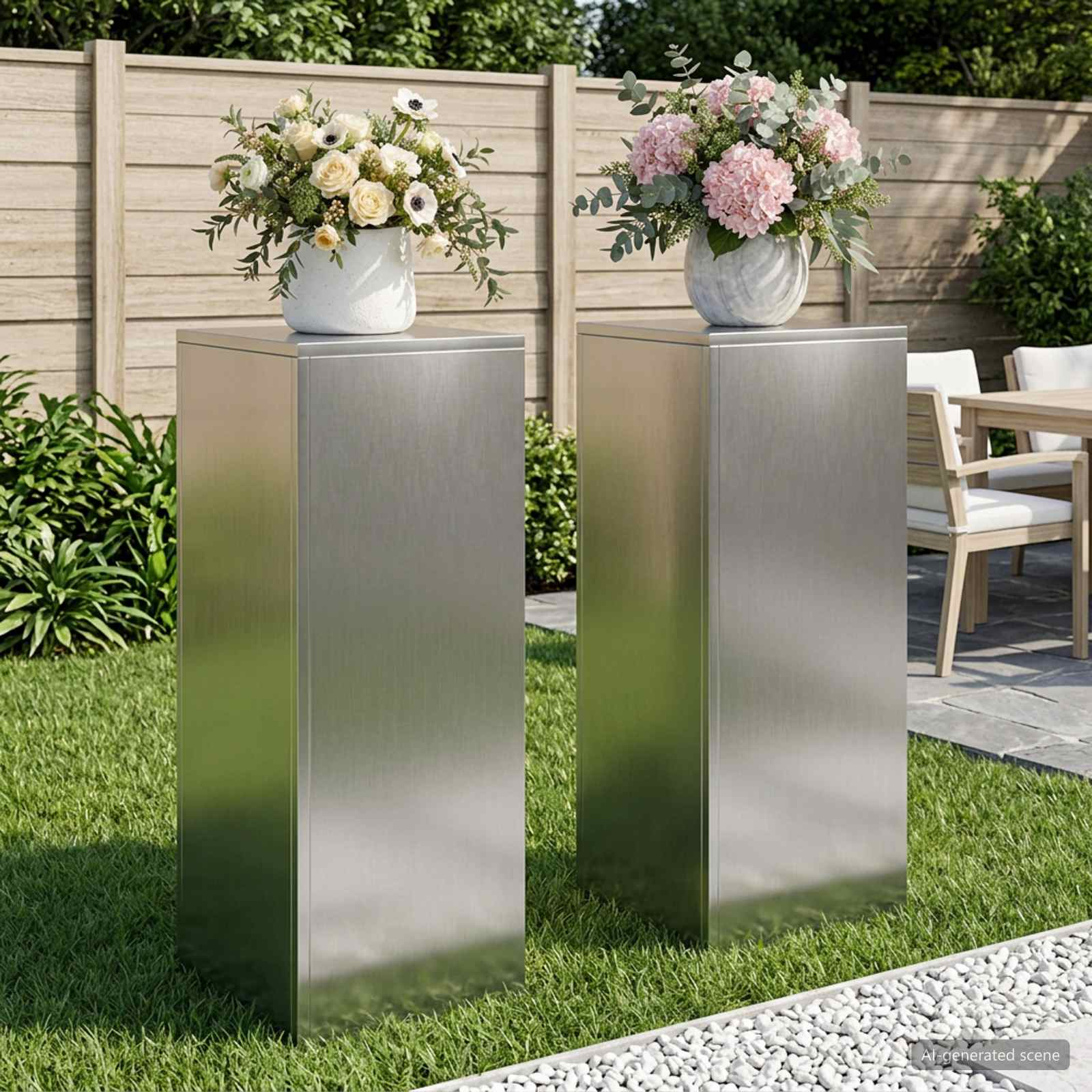 Plantenstandaard 2 pcs zilver 30 x 30 x 80 cm Roestvrij staal image 1