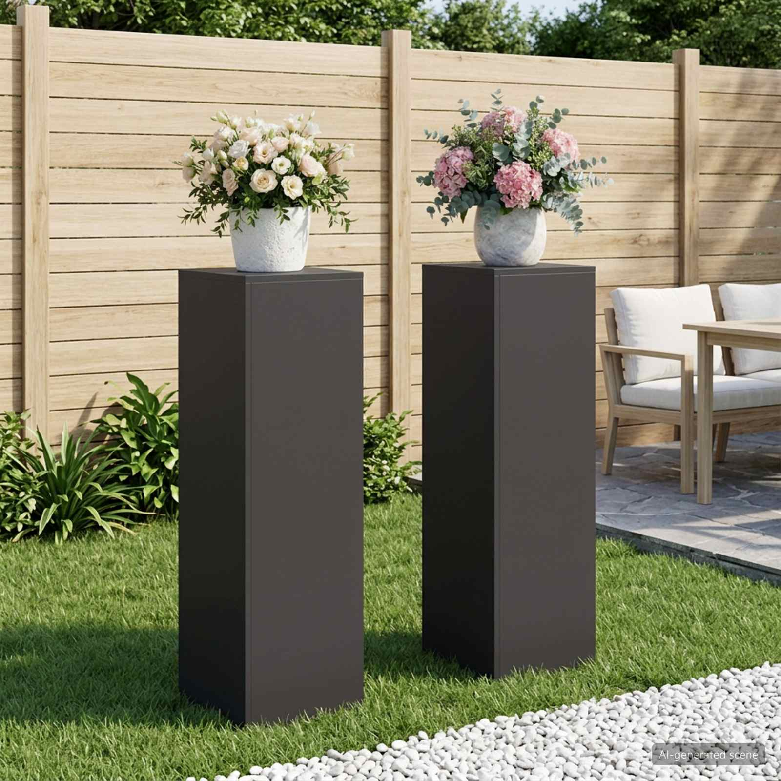 vidaXL Planteholder 2 pcs Sort 30 x 30 x 100 cm Stål