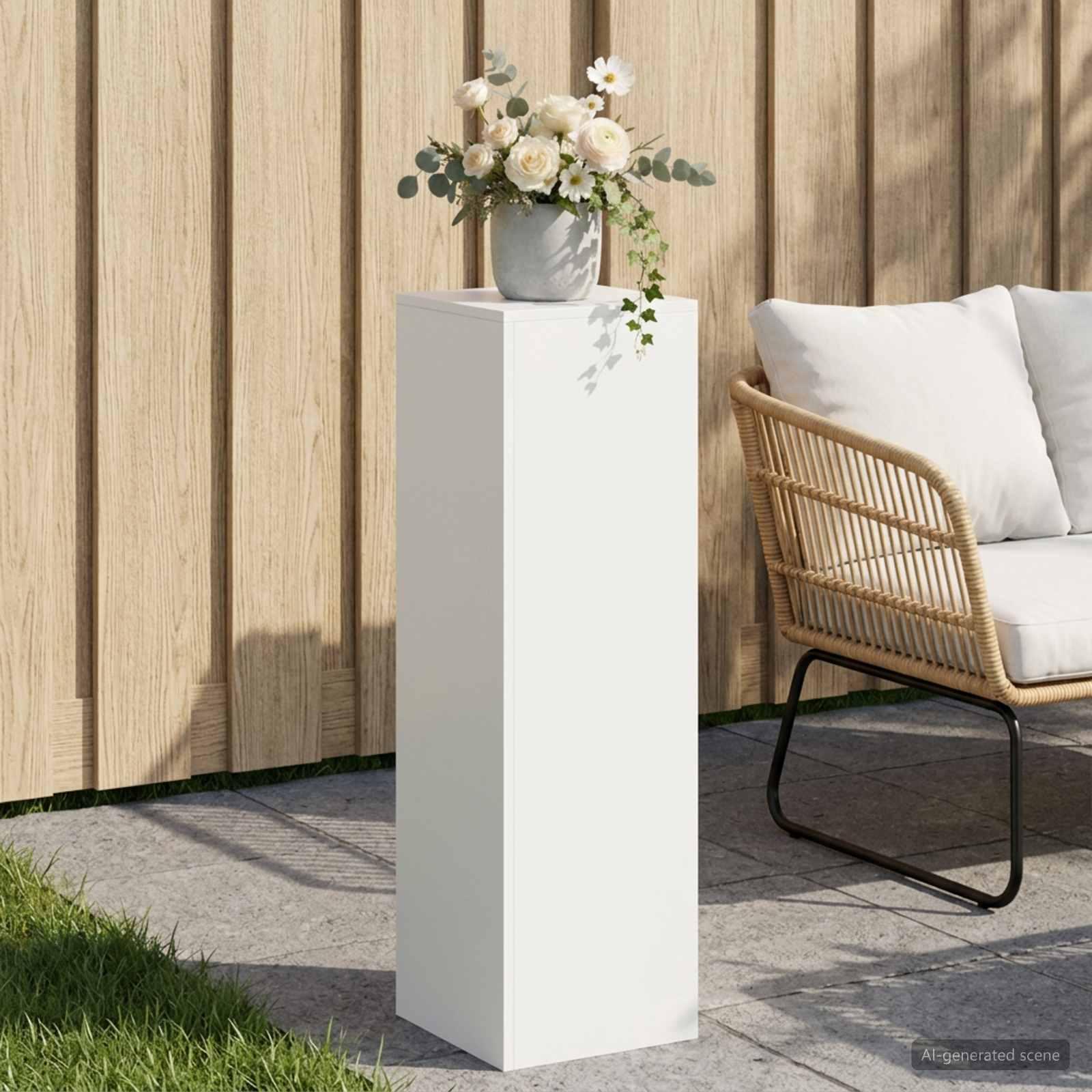 Plantenstandaard Wit 30 x 30 x 100 cm Staal image 1