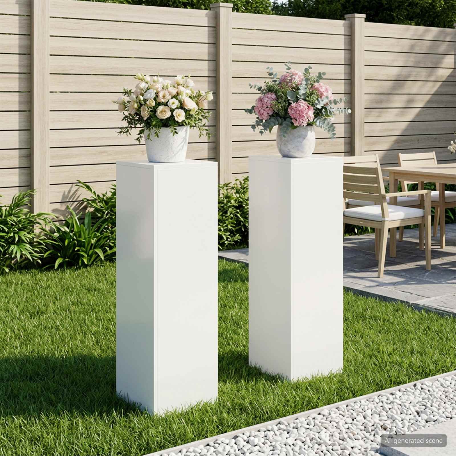 vidaXL Planteholder 2 pcs Hvid 30 x 30 x 100 cm Stål
