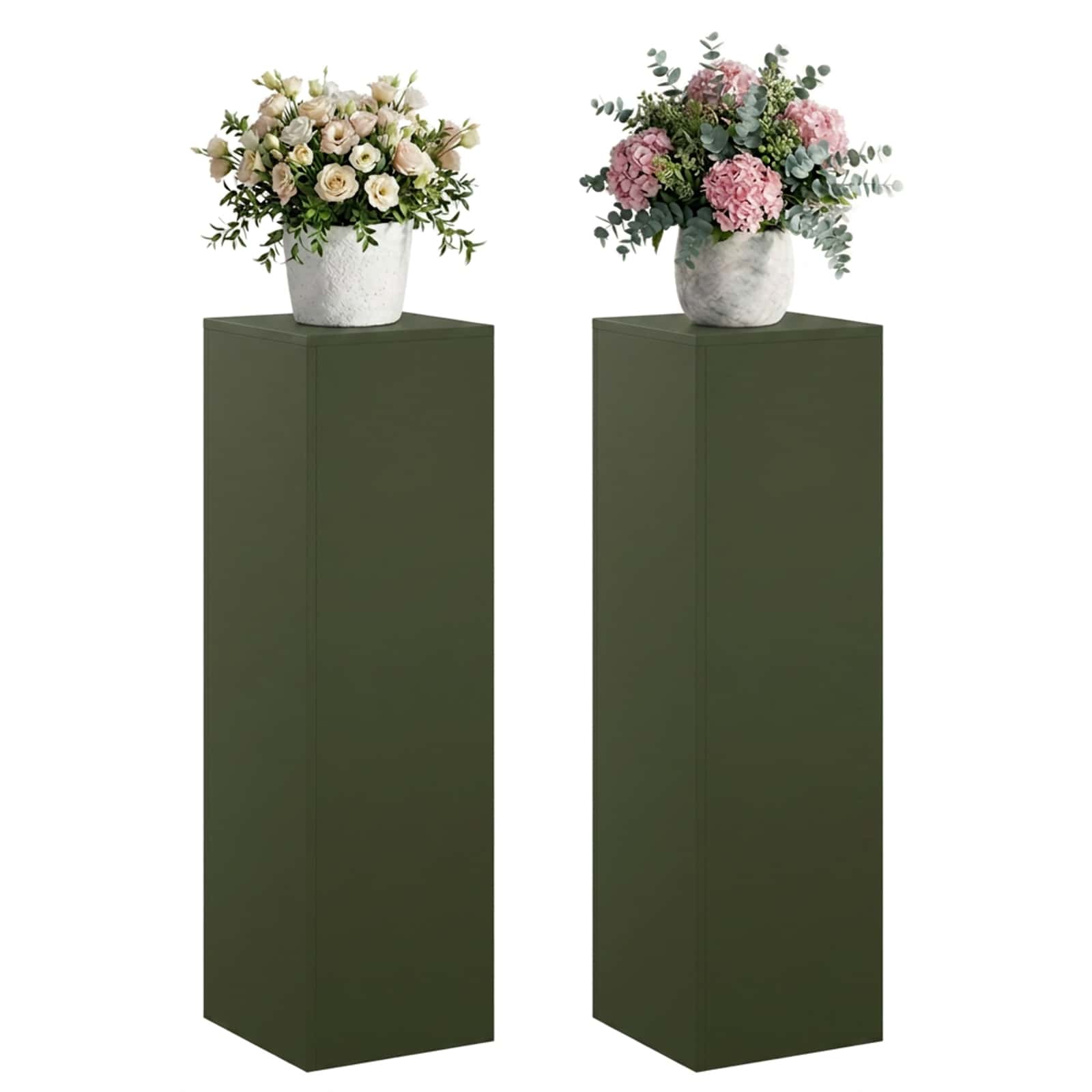 Plantenstandaard 2 pcs Olijfgroen 30 x 30 x 100 cm Staal image 3