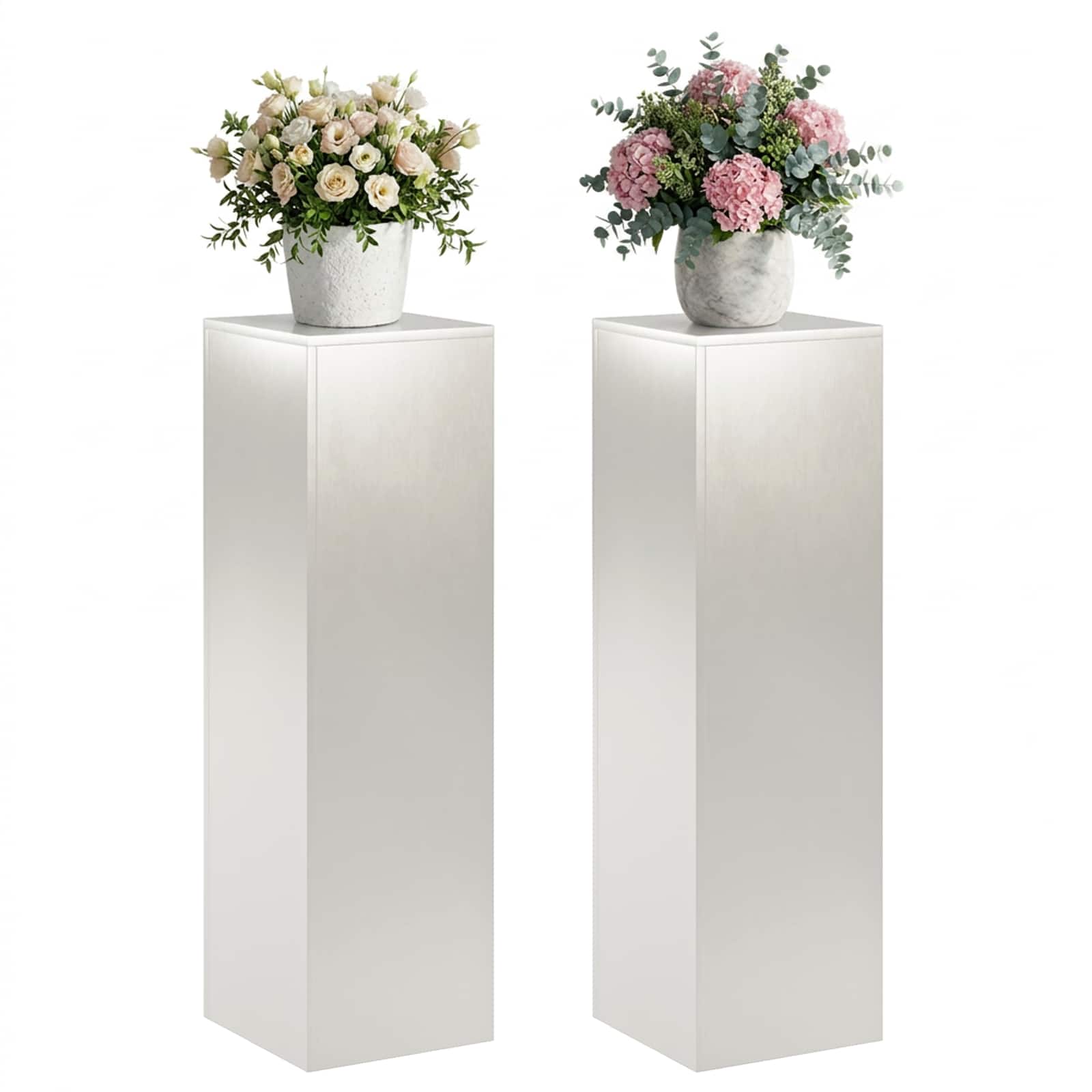 Plantenstandaard 2 pcs zilver 30 x 30 x 100 cm Staal image 3