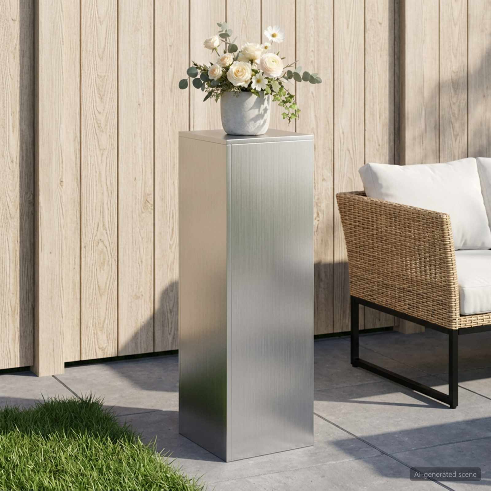 vidaXL Planteholder Sølv 30 x 30 x 100 cm Stål