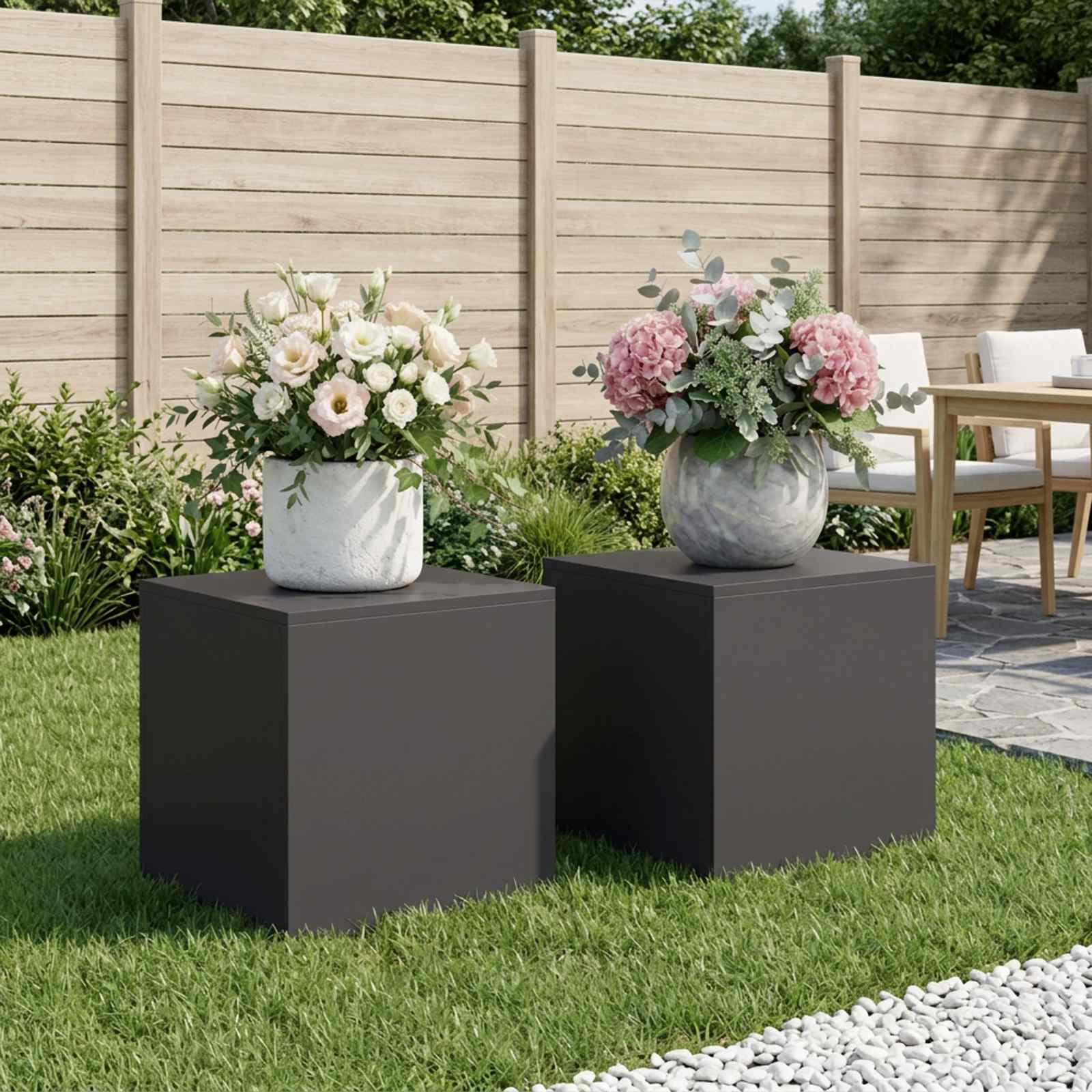 Plantenstandaard 2 pcs Zwart 40 x 40 x 40 cm Staal image 1