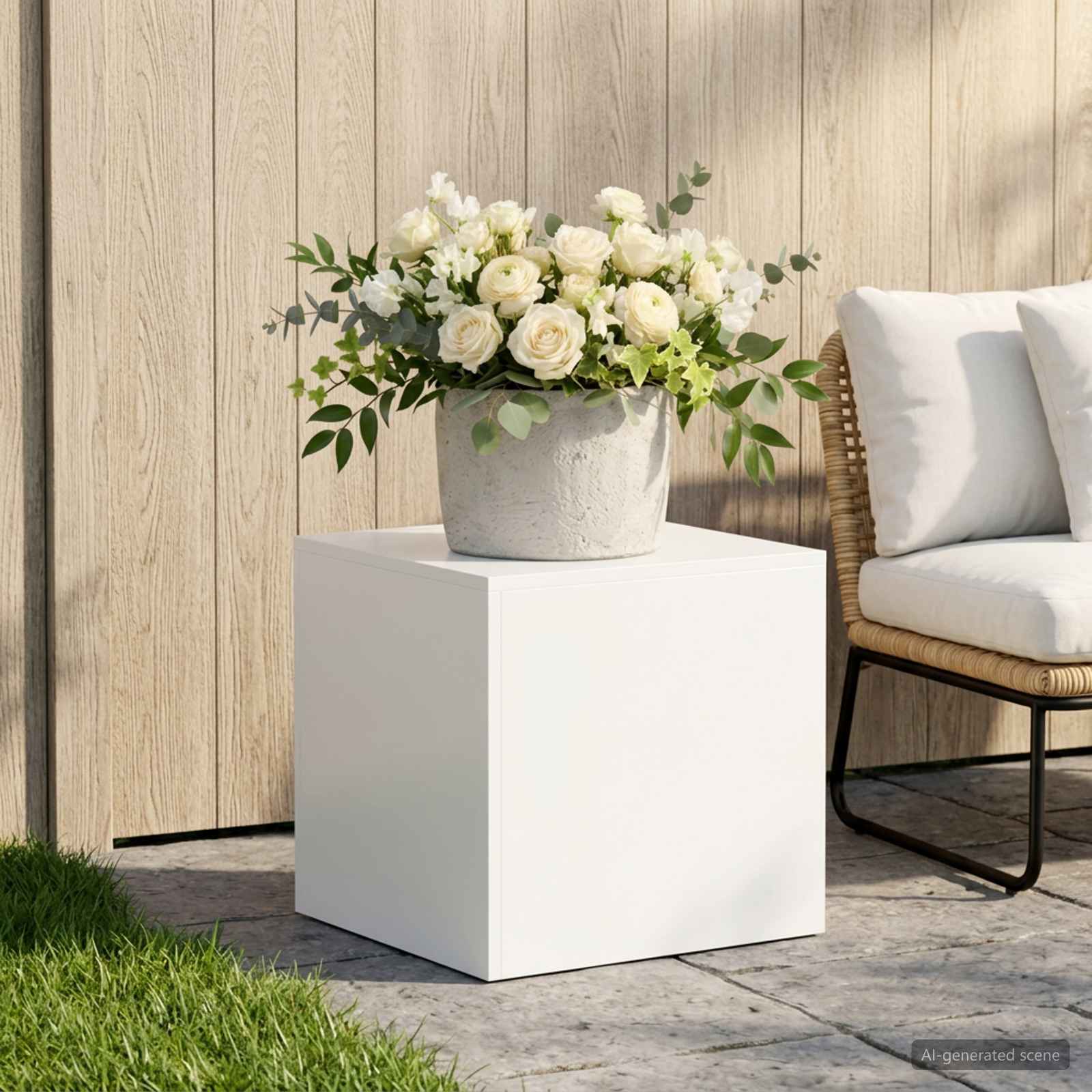 vidaXL Planteholder Hvid 40 x 40 x 40 cm Stål