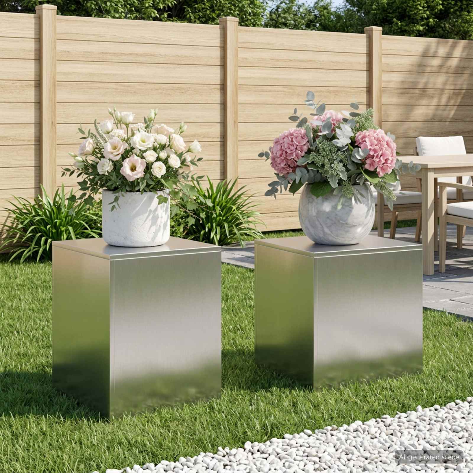 Plantenstandaard 2 pcs zilver 40 x 40 x 40 cm Staal image 1