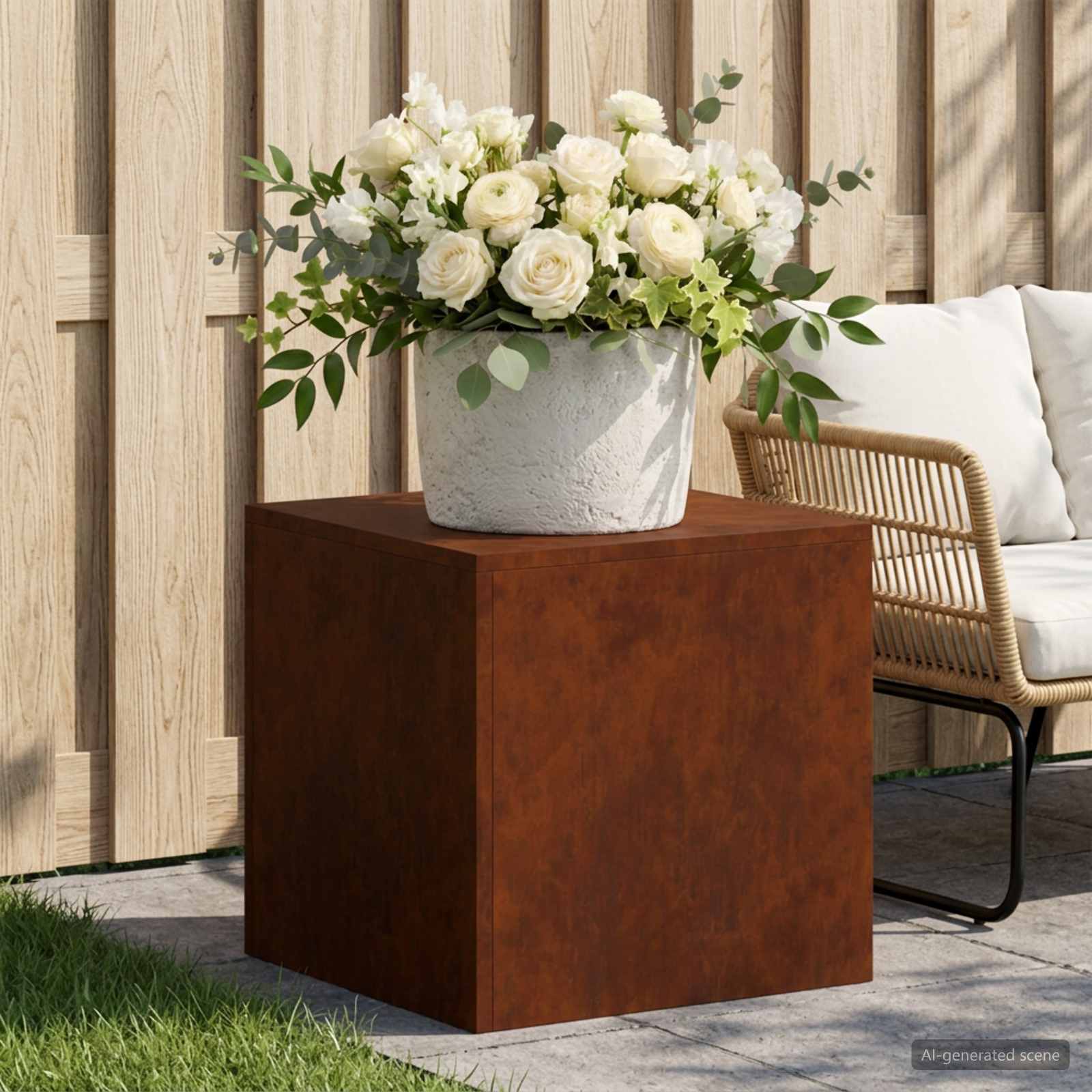 Plantenstandaard Roestkleurig 40 x 40 x 40 cm weervast staal image 1