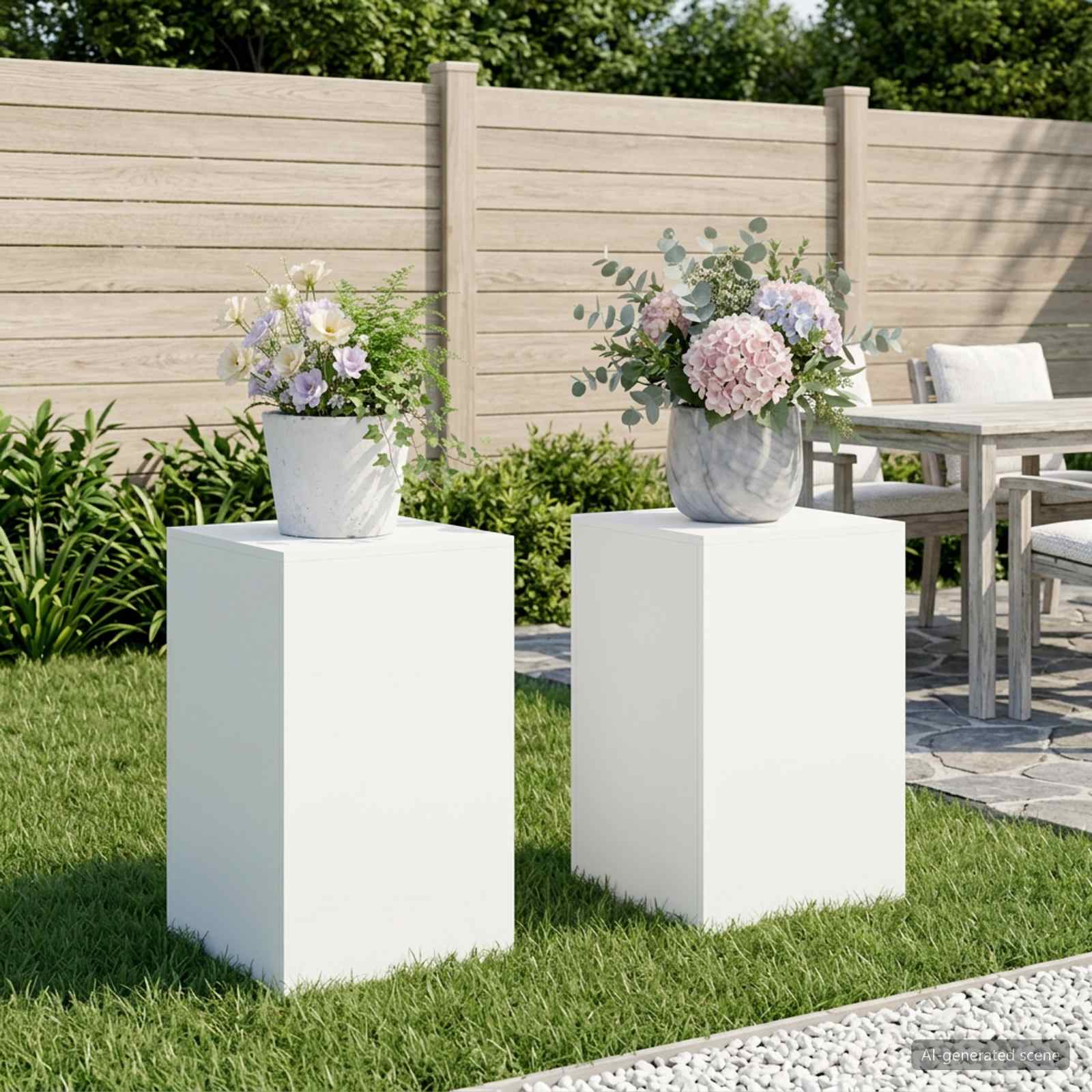 Plantenstandaard 2 pcs Wit 40 x 40 x 60 cm Staal image 1