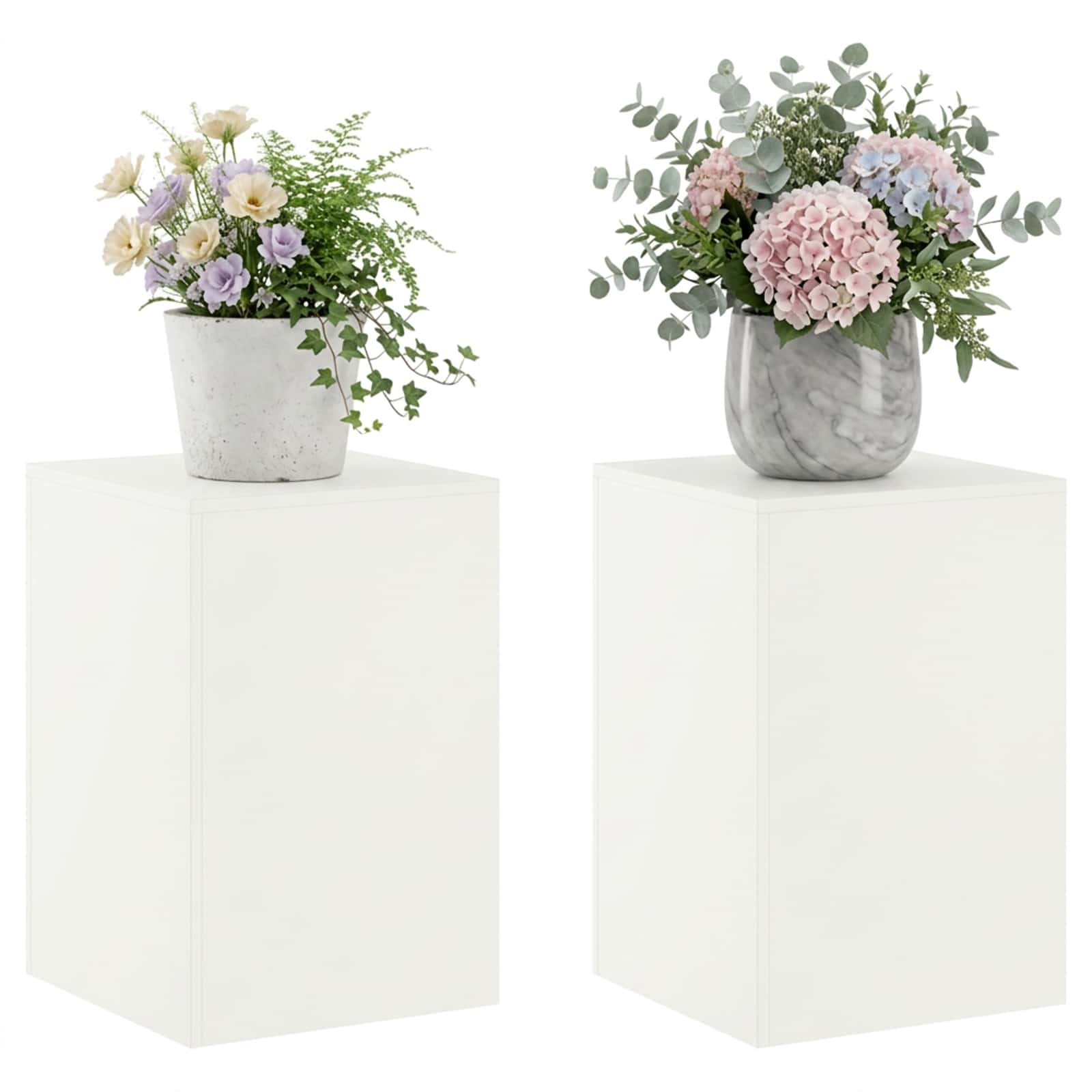 vidaXL - Plantenstand - 2 - pcs - Wit - 40 - x - 40 - x - 60 - cm - Staal