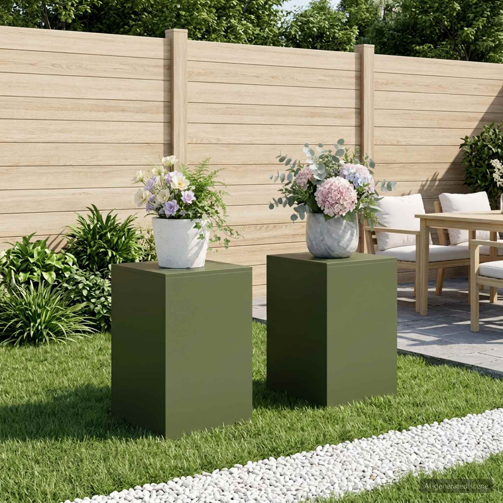 Plantenstandaard 2 pcs Olijfgroen 40 x 40 x 60 cm Staal image 1