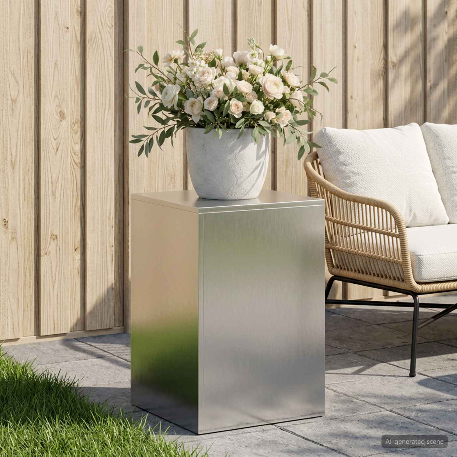 Plantenstandaard zilver 40 x 40 x 60 cm Staal image 1