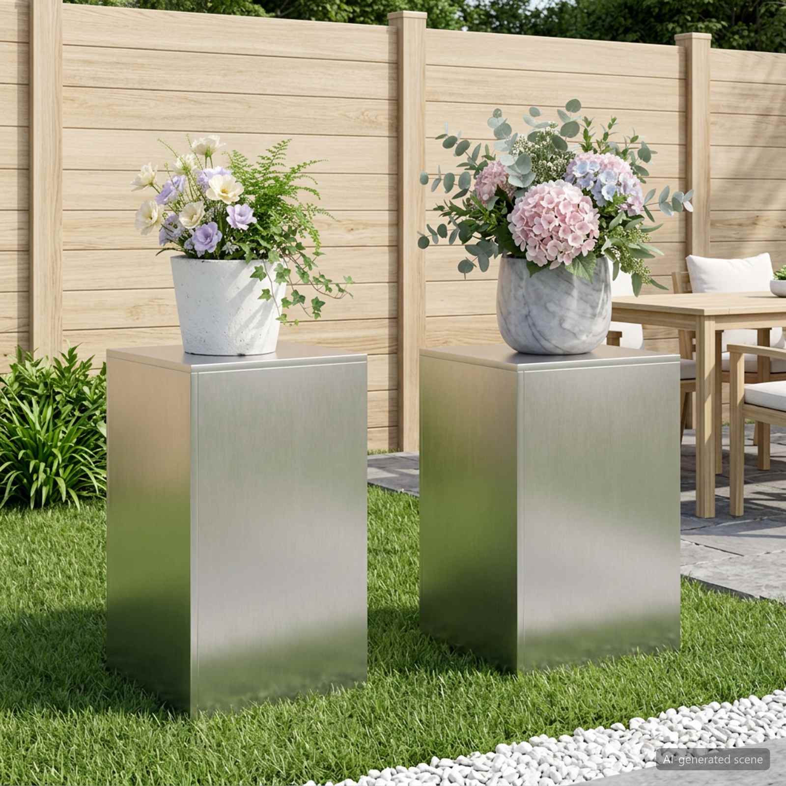 Plantenstandaard 2 pcs zilver 40 x 40 x 60 cm Staal image 1