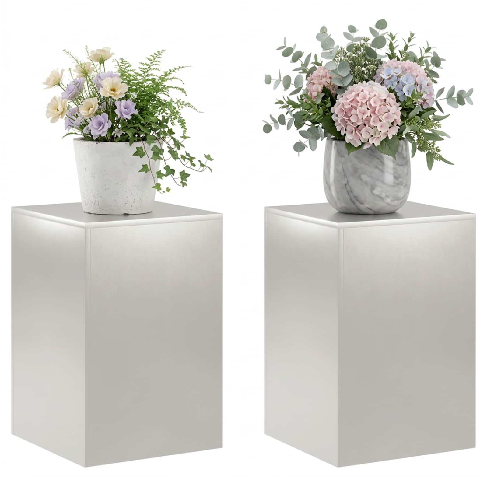 Plantenstandaard 2 pcs zilver 40 x 40 x 60 cm Staal image 3