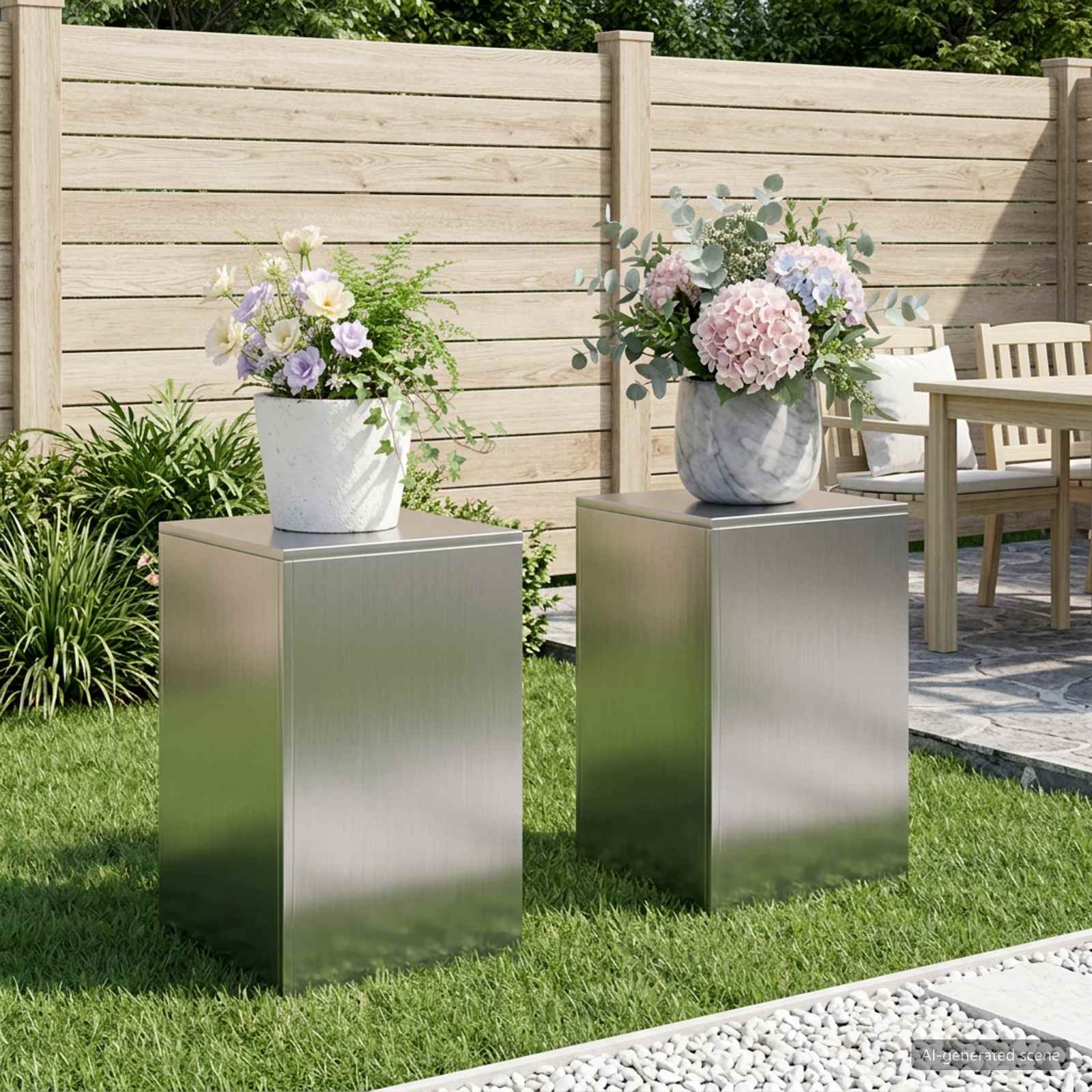 Plantenstandaard 2 pcs zilver 40 x 40 x 60 cm Roestvrij staal image 1