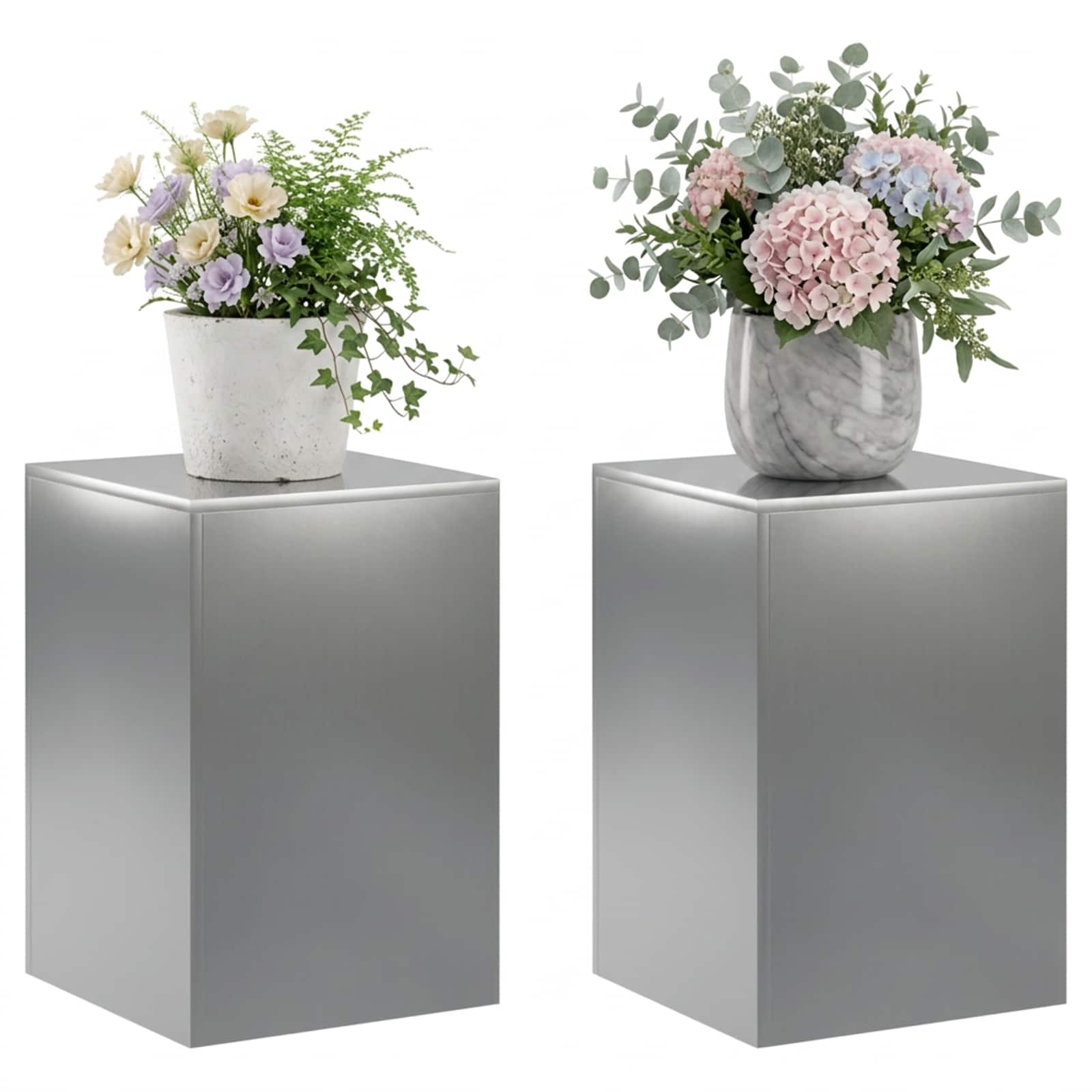 vidaXL - Plantenstand - 2 - pcs - zilver - 40 - x - 40 - x - 60 - cm - Roestvrij - staal